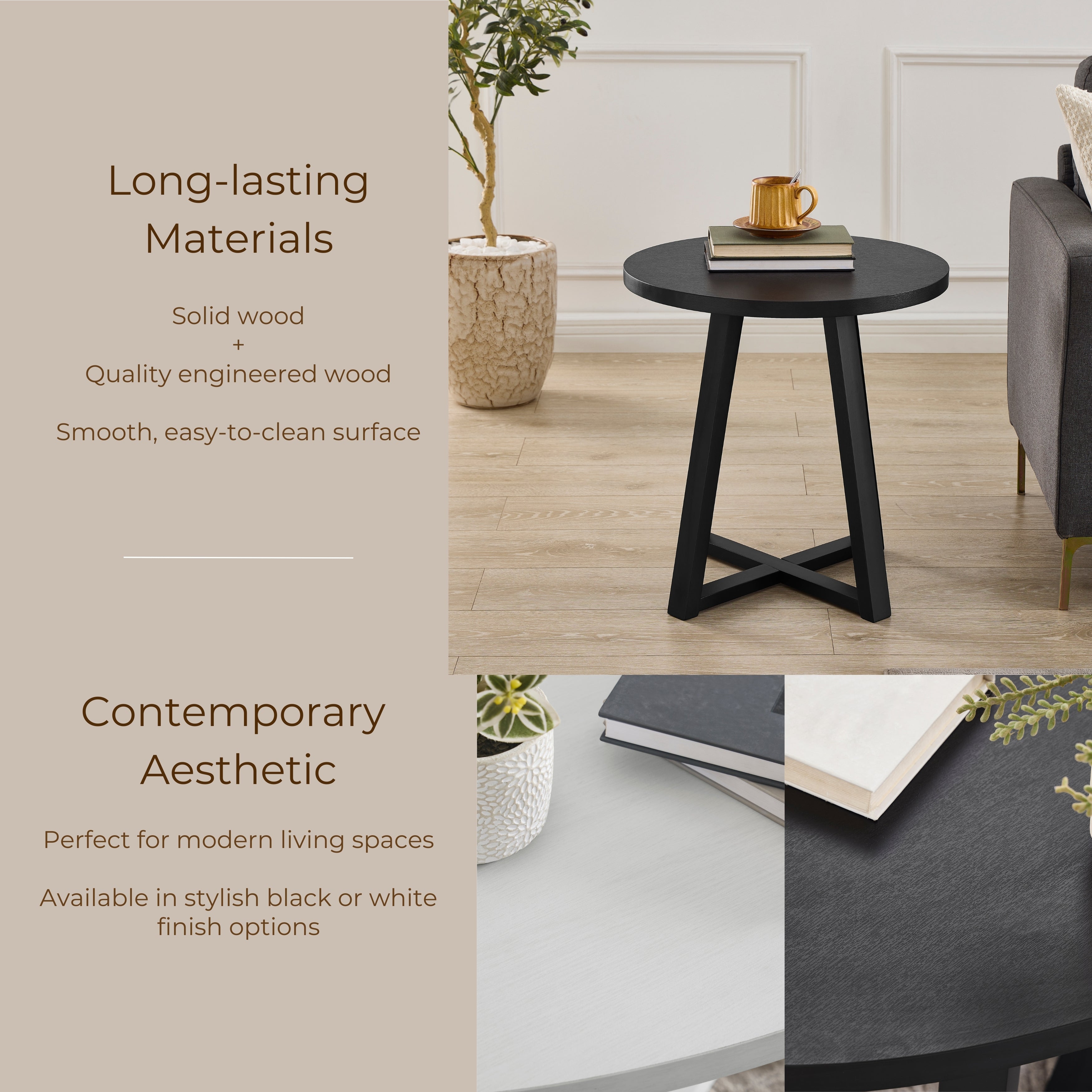 Modern Harmony Wood Oval End Table - Roundhill Furniture - Stylish & Functional Living Room Accent Table for Home Decor