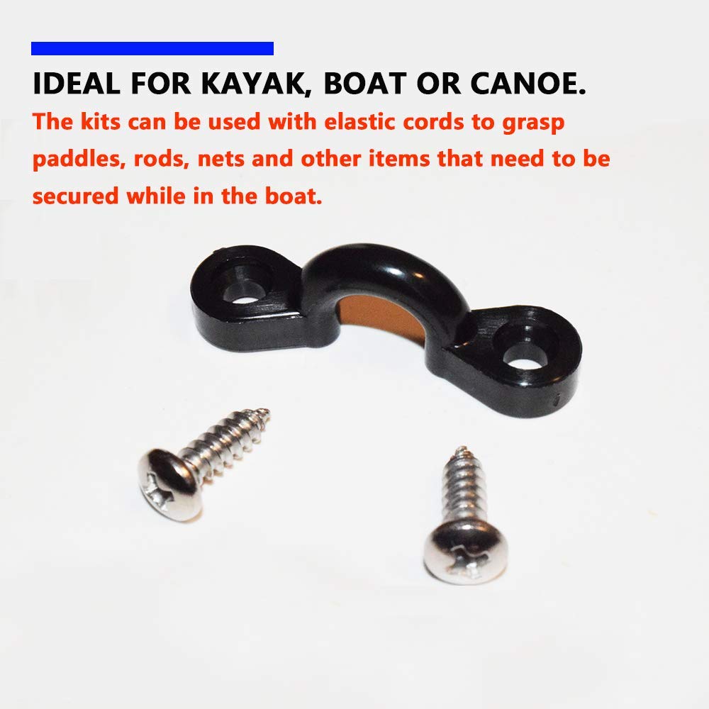 Kayak Tie Down Loops Kit - 10pcs Nylon Padeye with Stainless Screws for Canoe & Boat - Perfect for Deck Rigging & Water Sports