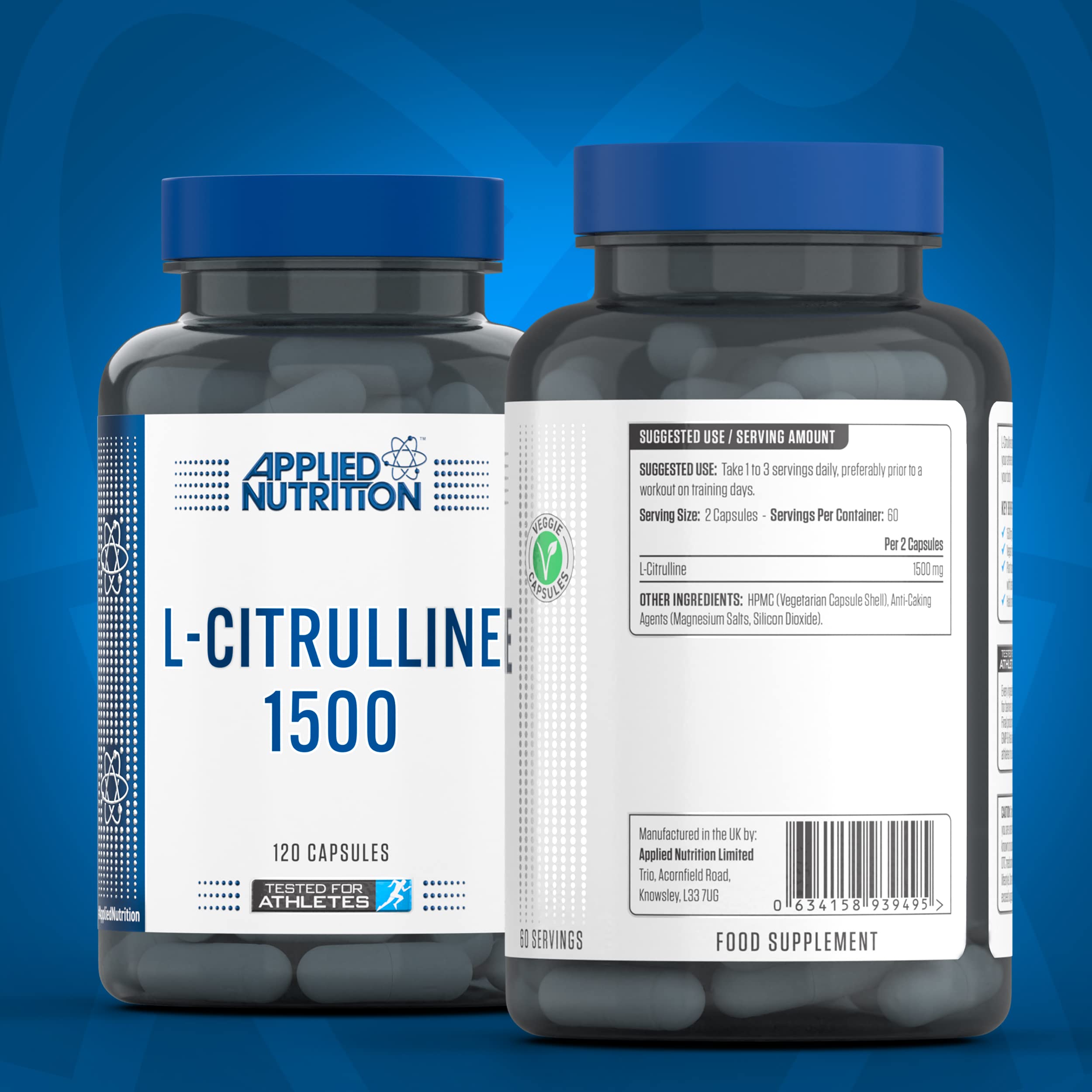 Applied Nutrition L-Citrulline 120 Capsules – Premium Amino Acid Supplement for Muscle Recovery, Energy Boost & Heart Health | Ideal for Athletes, Bodybuilders & Fitness Enthusiasts