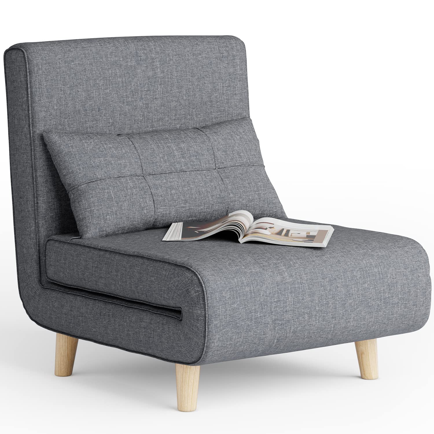 AIHO 3-in-1 Convertible Sleeper Chair Bed - Adjustable Backrest Futon Sofa for Small Spaces | Guest Bed, Lounge Chair & Daybed for Apartments, Dorms, Offices & Living Rooms (Dark Grey) - Perfect for Overnight Guests, Napping & Space-Saving Solutions