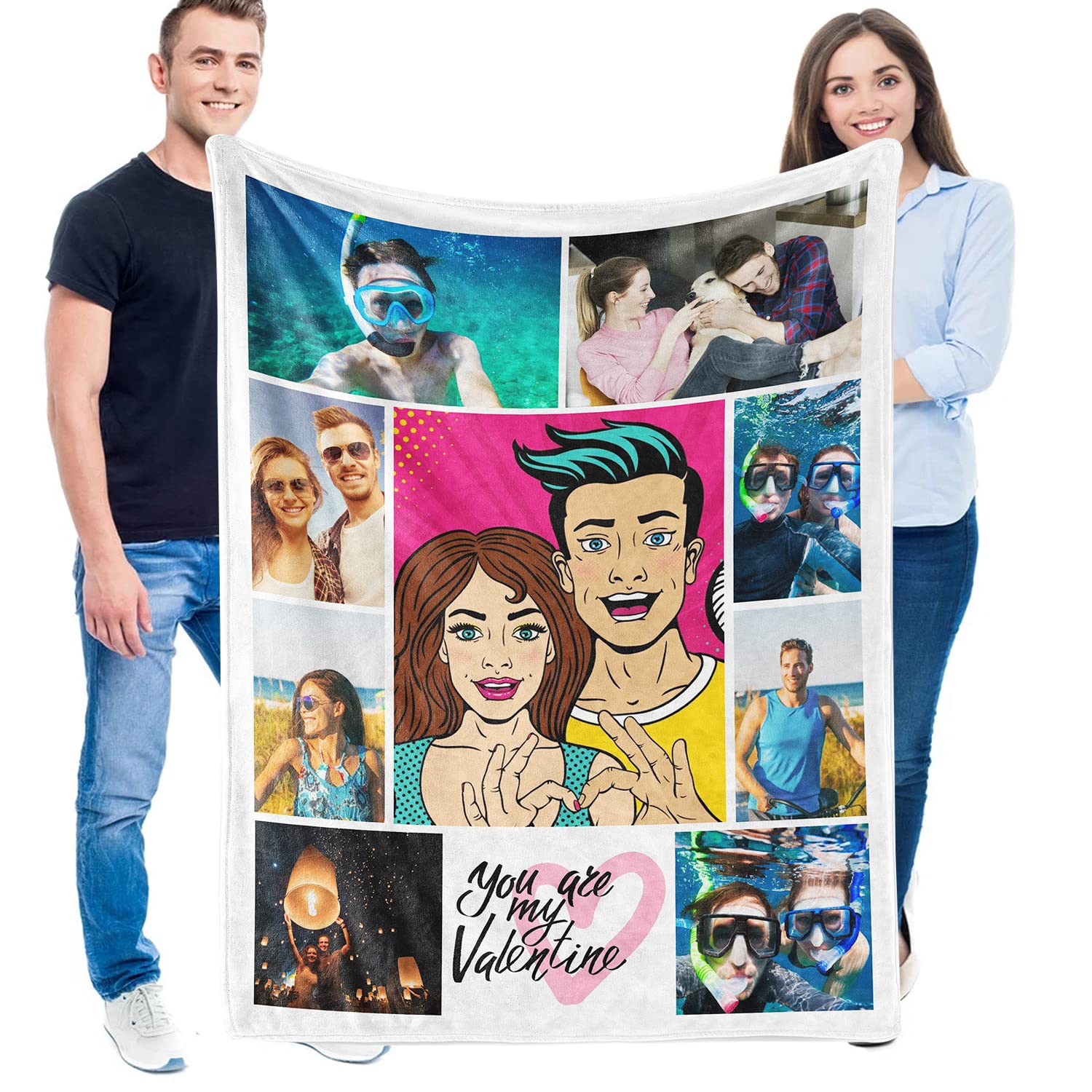 Custom Photo Blanket - Personalized Flannel Throw Blanket with Picture & Text - 50x40 Inch Soft Cozy Blanket for Kids, Family & Friends - Perfect for Birthdays, Valentine's Day, Weddings, Easter & School Gifts (9-9P) - Great for Cuddling, Home Decor & Thoughtful Gift Giving