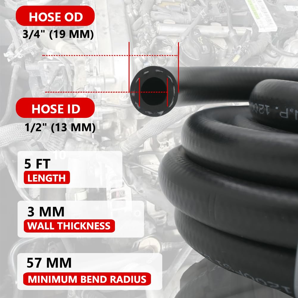 High Pressure 1/2 Fuel Line Hose 300PSI - for Power Steering & Transmission Cooling