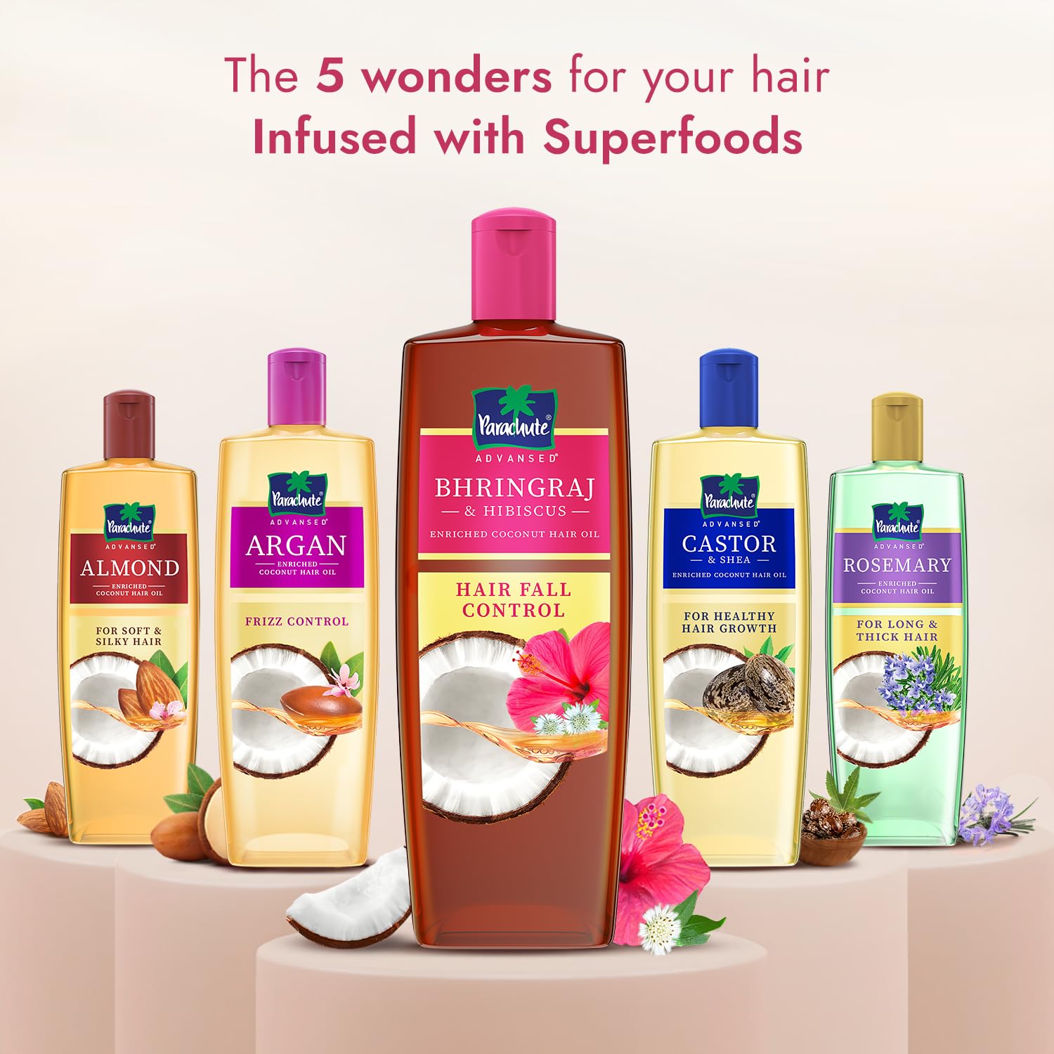 Bhringraj & Hibiscus Enriched Coconut Hair Oil for Hair Growth & Scalp Health - Reduces Hair Fall Up to 10x, Thicker Stronger Hair for Men & Women - 300ml - Perfect for Daily Hair Care & Styling Protection