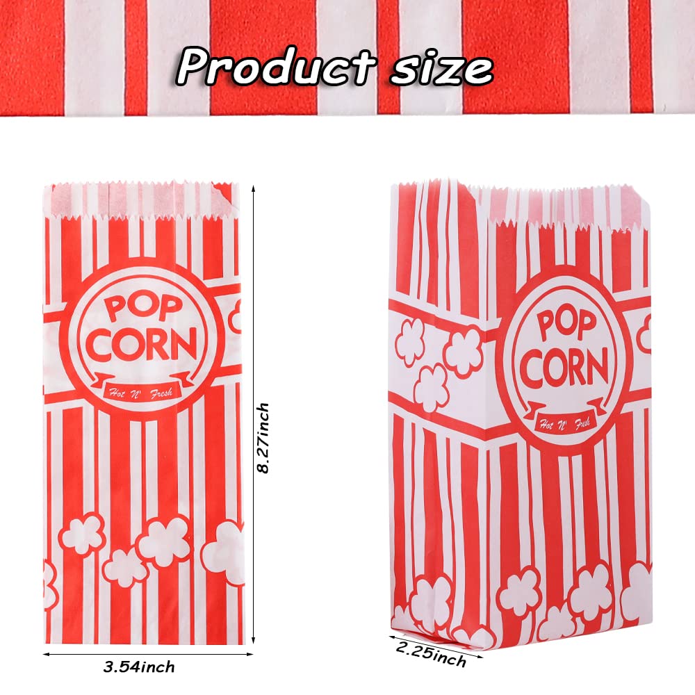 500 Pieces 1 oz Small Disposable Popcorn Bags - Bulk Individual Servings for Popcorn Machines, Movie Nights, Christmas Parties & Snack Storage | Eco-Friendly Paper Popcorn Containers