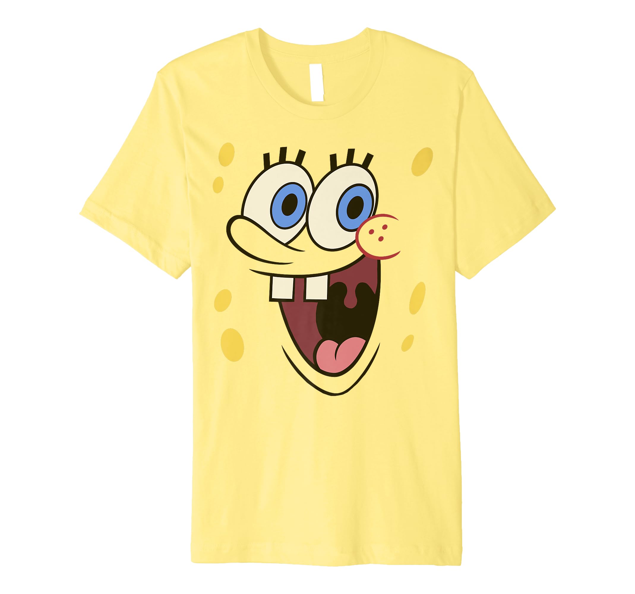 SpongeBob SquarePants Excited Face Graphic T-Shirt for Men & Women | Soft Cotton Cartoon Tee | Funny Nickelodeon Shirt for Casual Wear & Cosplay