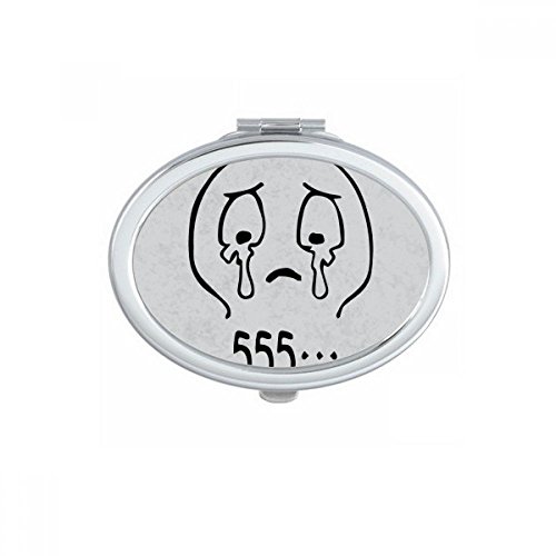 DIYthinker Black Cute Chat Happy Pattern Oval Mirror - Portable Folding Double-Sided Makeup Mirror with Stand (Perfect for Travel, Home Vanity & Handbag)