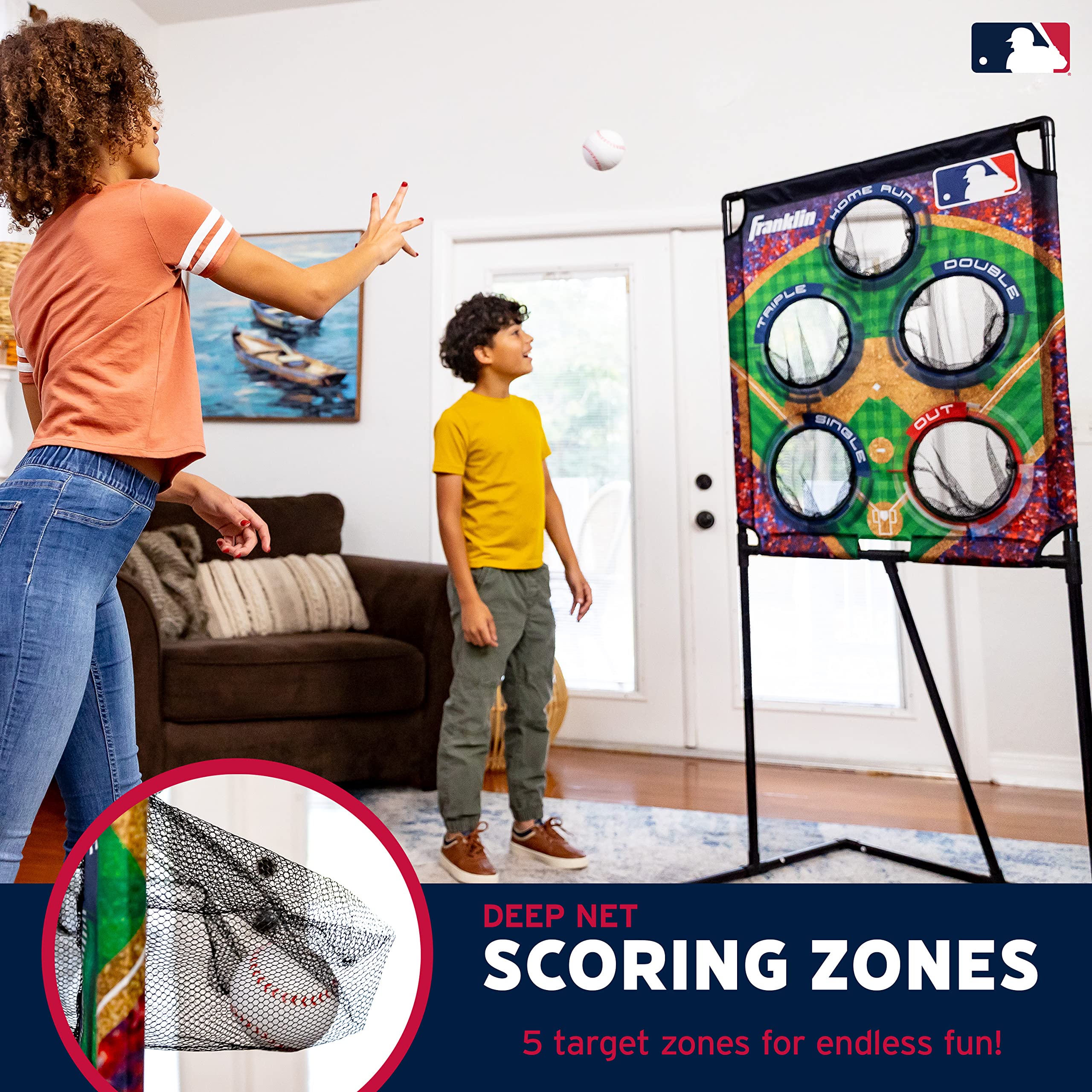 Franklin Sports Football & Baseball Target Toss Game Set for Kids - Indoor & Outdoor Throwing Practice with Mini Balls & Targets - Perfect for Backyard Play, Birthday Parties & Family Game Night