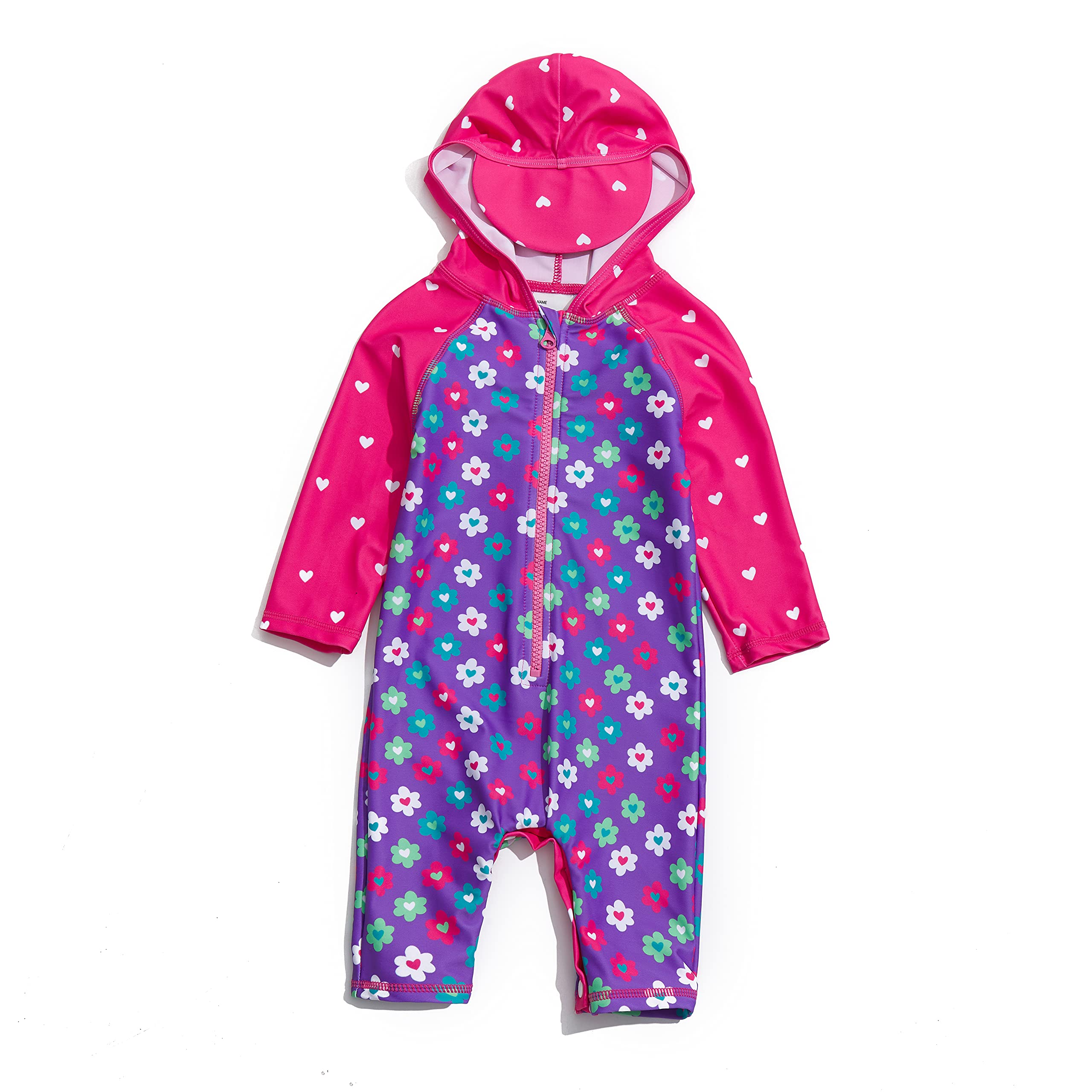 ADAVERANO Baby Girls Hooded Sunsuit & Swimsuit UPF 50+ One Piece with Zipper - Perfect for Beach, Pool & Summer Outdoor Activities