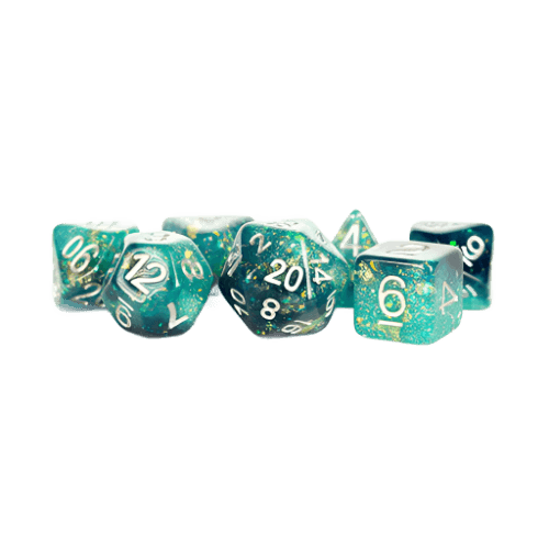 Fanroll 16mm Resin Polyhedral Dice Set - Eternal Teal & Black for D&D, RPG, Tabletop Gaming & Collectors