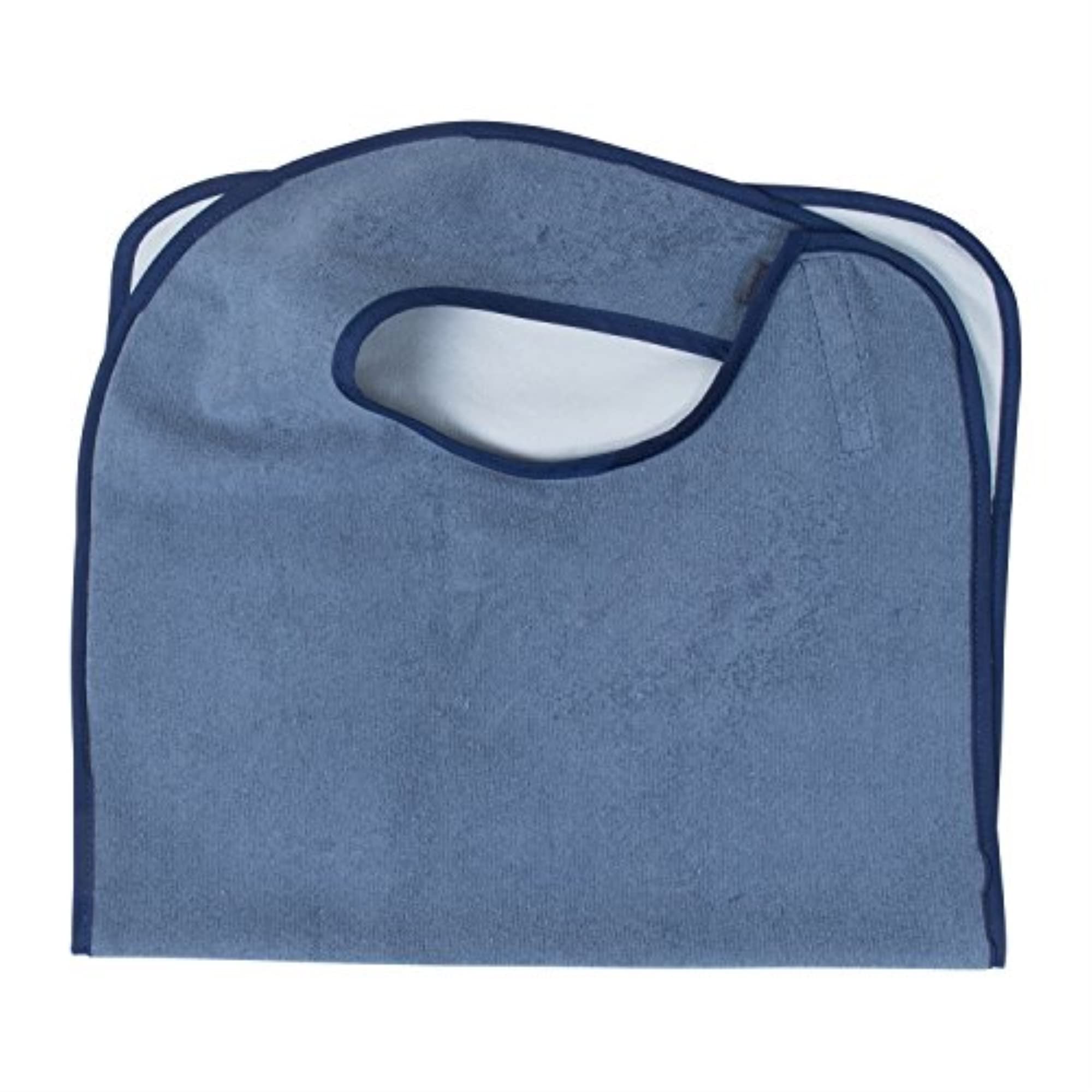 DMI Terry Cloth Adult Bib for Eating - Washable Mealtime Clothing Protector for Men, Women & Elderly - Soft & Absorbent Blue Bib for Dining, Nursing Homes & Assisted Living