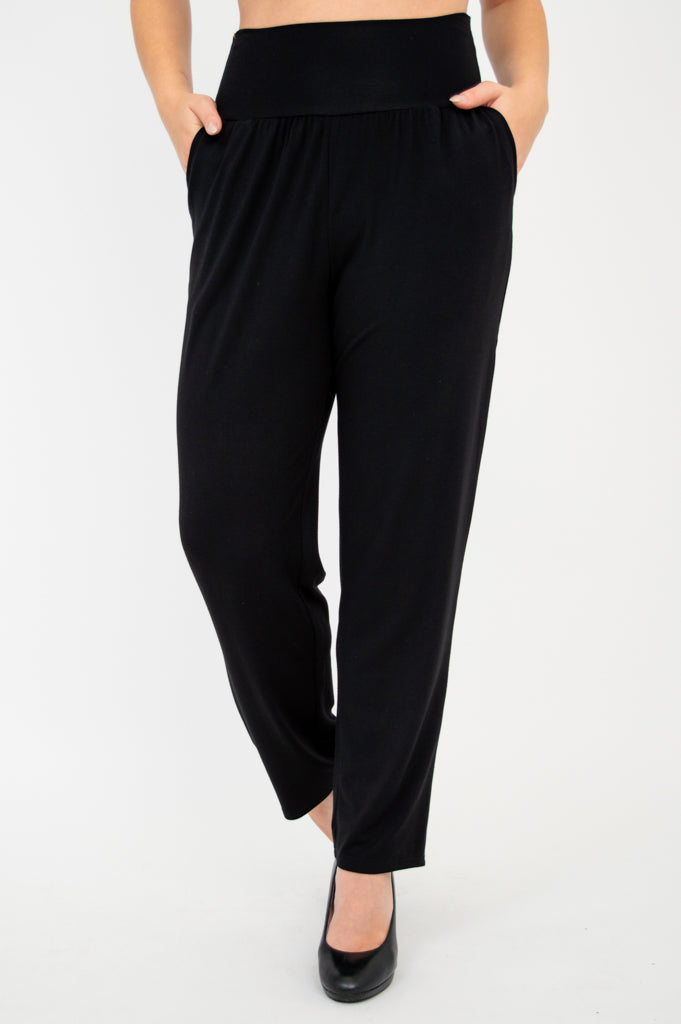 Clair Petite Bamboo Pants for Women - Soft & Comfortable Black Stretch Pants - Perfect for Yoga, Lounge & Travel