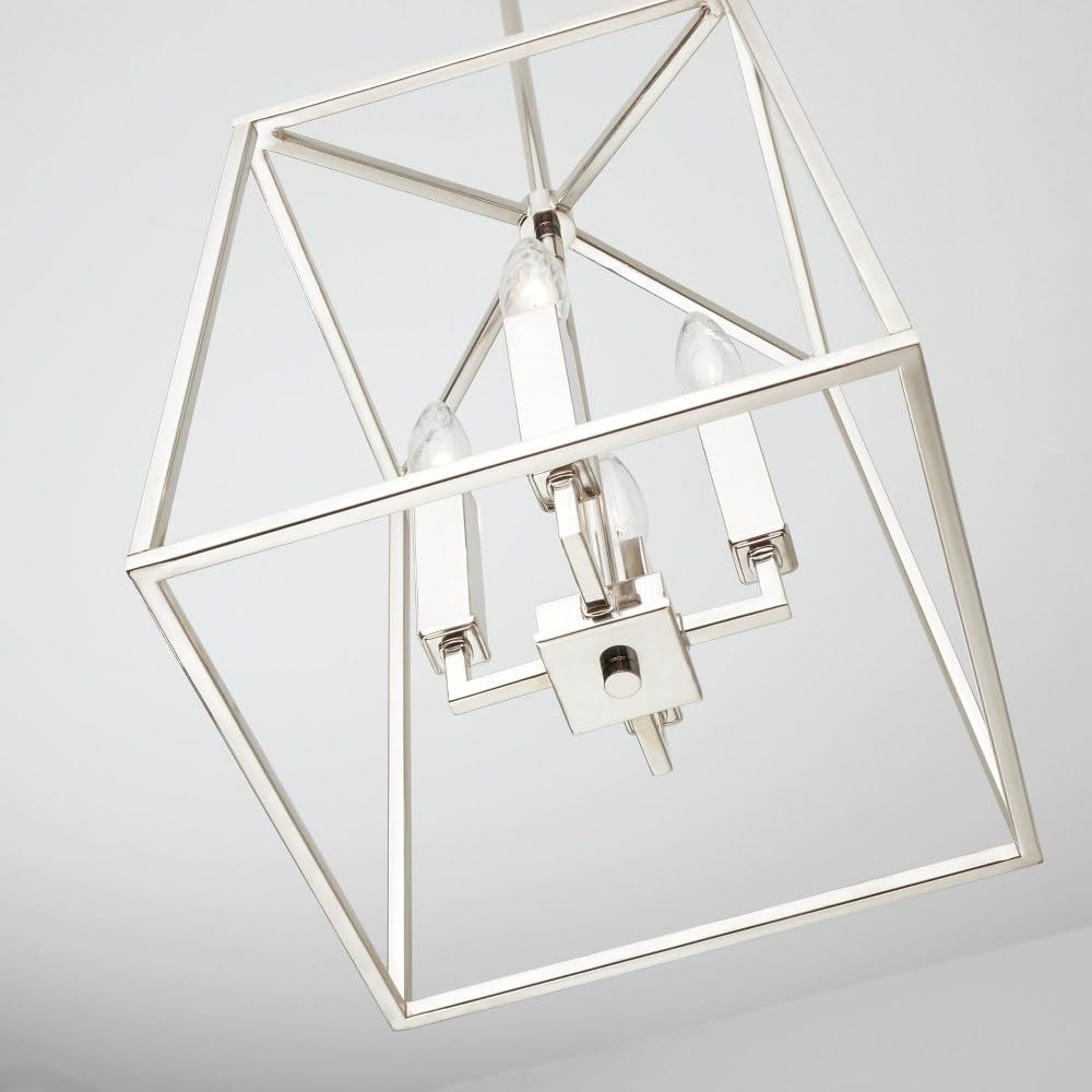 Capital Lighting 537641MB Thea Lantern Foyer Pendant Light Fixture - 4-Light 240W Matte Black Chandelier - 15