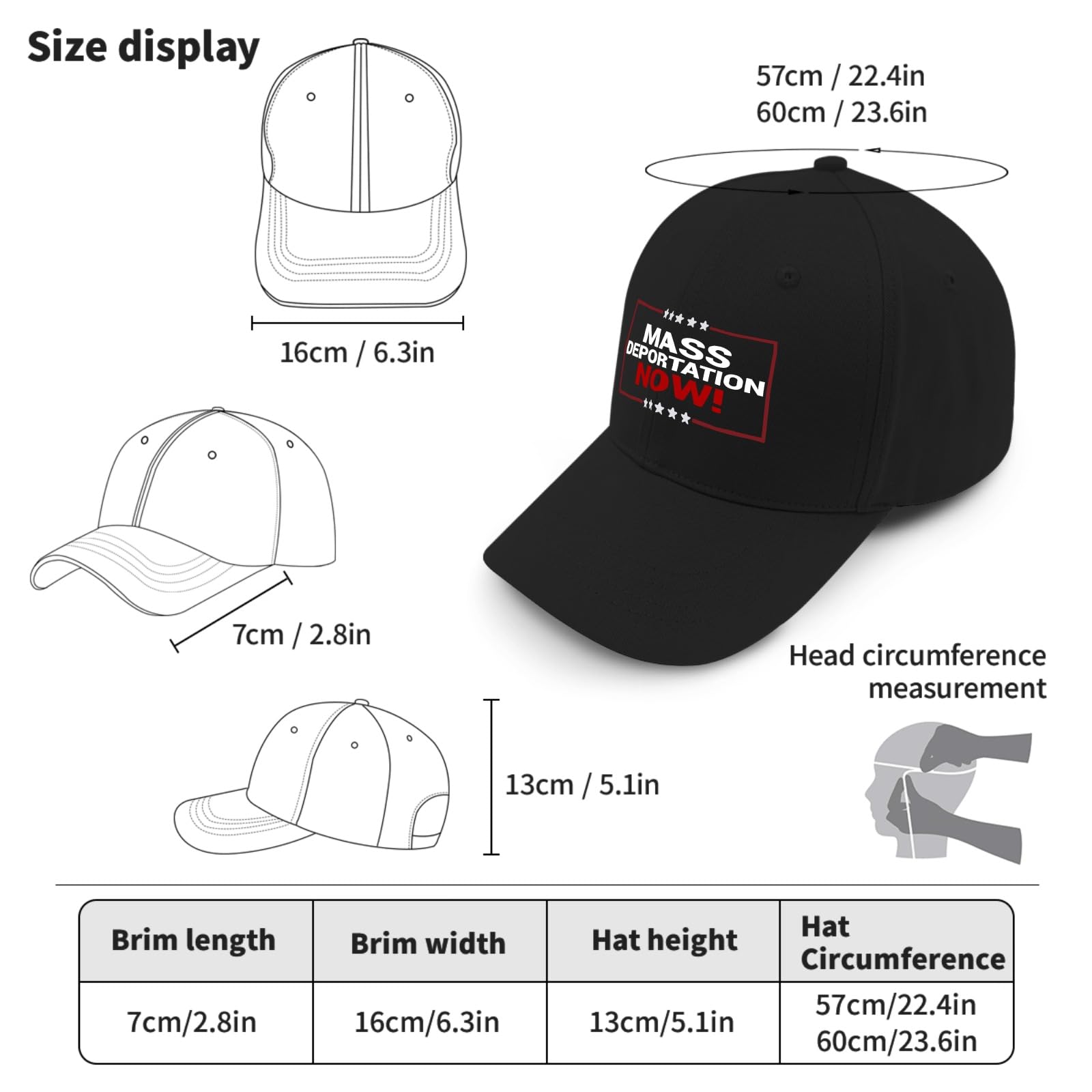 Trump 2024 Mass Deportation Baseball Cap - Breathable Men's Workout & Fashion Hat with Sun Visor - Perfect for Gym, Outdoor Activities & Political Support
