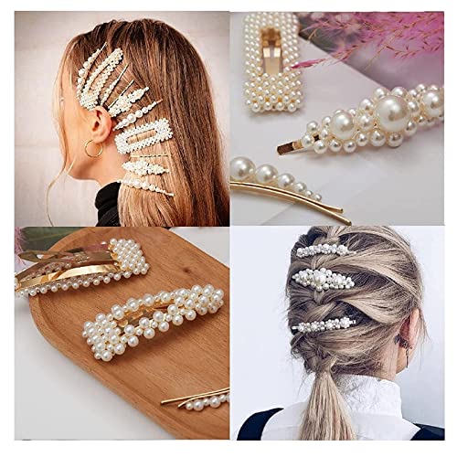 FAMEZA 8 Pack Pearl Hair Clips for Women & Girls - Elegant Handmade Hair Barrettes for Wedding, Party & Everyday Use - Cute Hair Accessories for Bridal, Prom & Daily Styling