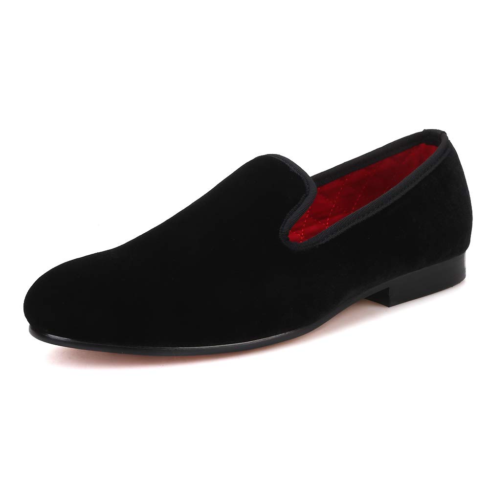 HI&HANN Men's Velvet Loafers - Colorful Dress Shoes & Smoking Slippers for Casual Wear | Perfect for Office, Parties & Relaxing at Home