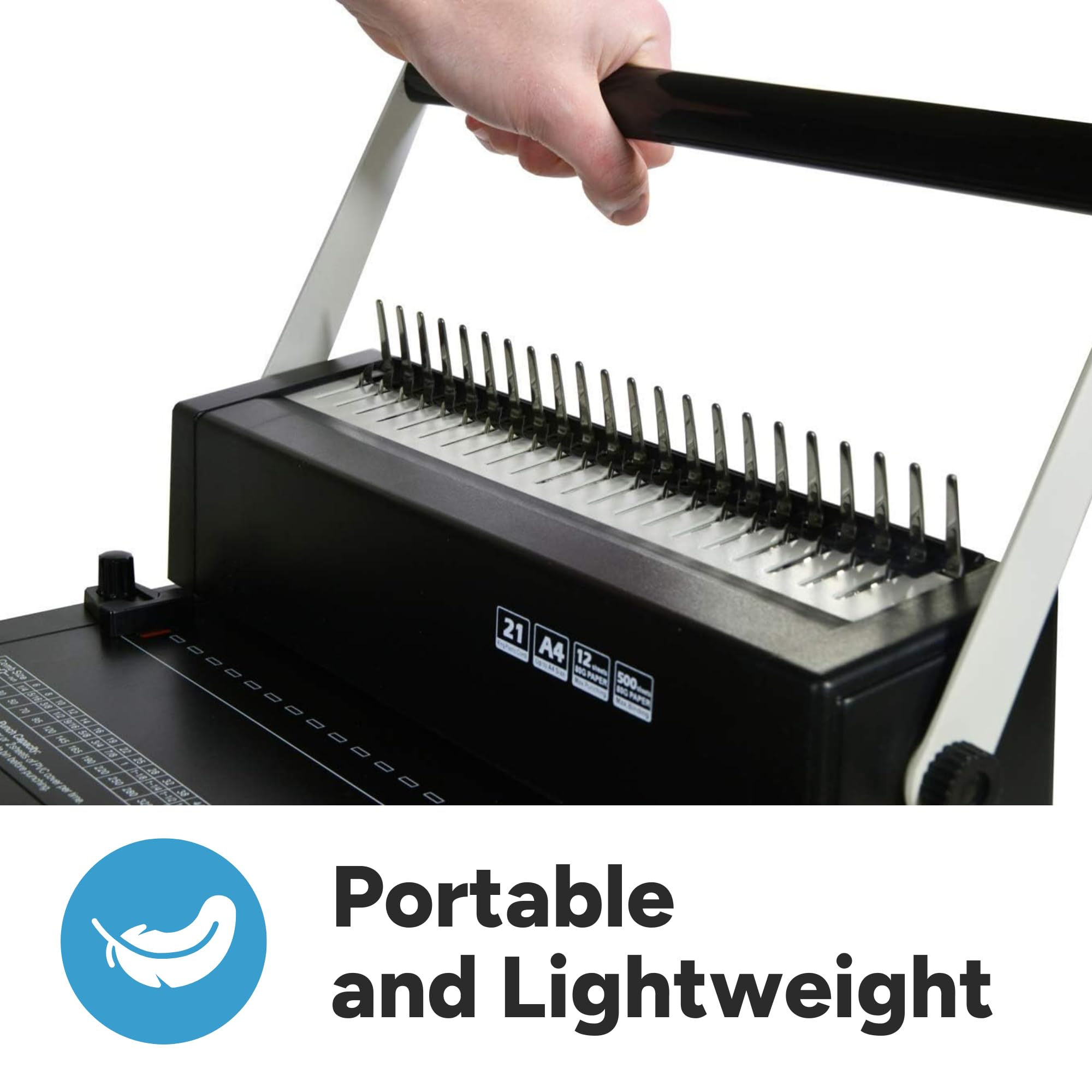 Heavy Duty C-12 Comb Binding Machine with 21-Hole Punch - Includes 100 PCS 5/16