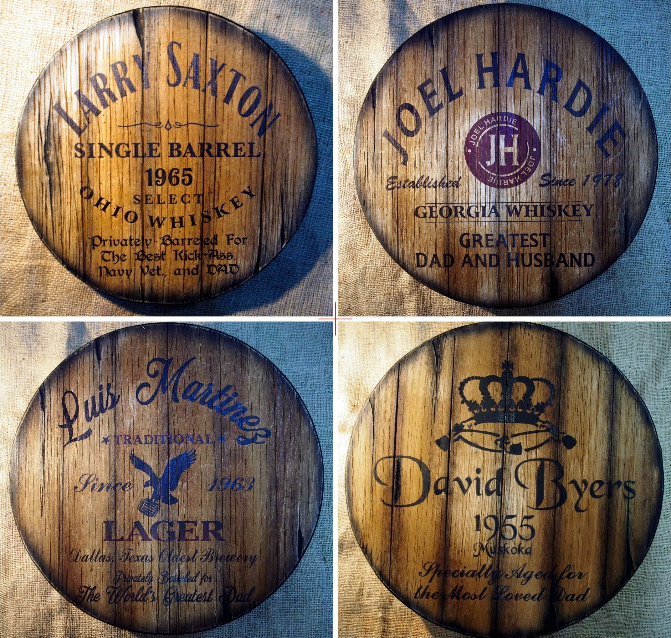 **Handmade Distressed Wood Wall Art - Vintage Whiskey & Beer Barrel Design - Personalized Man Cave Decor - Unique Gift for Men & Dad - Rustic Home Decor for Bars, Basements & Offices**