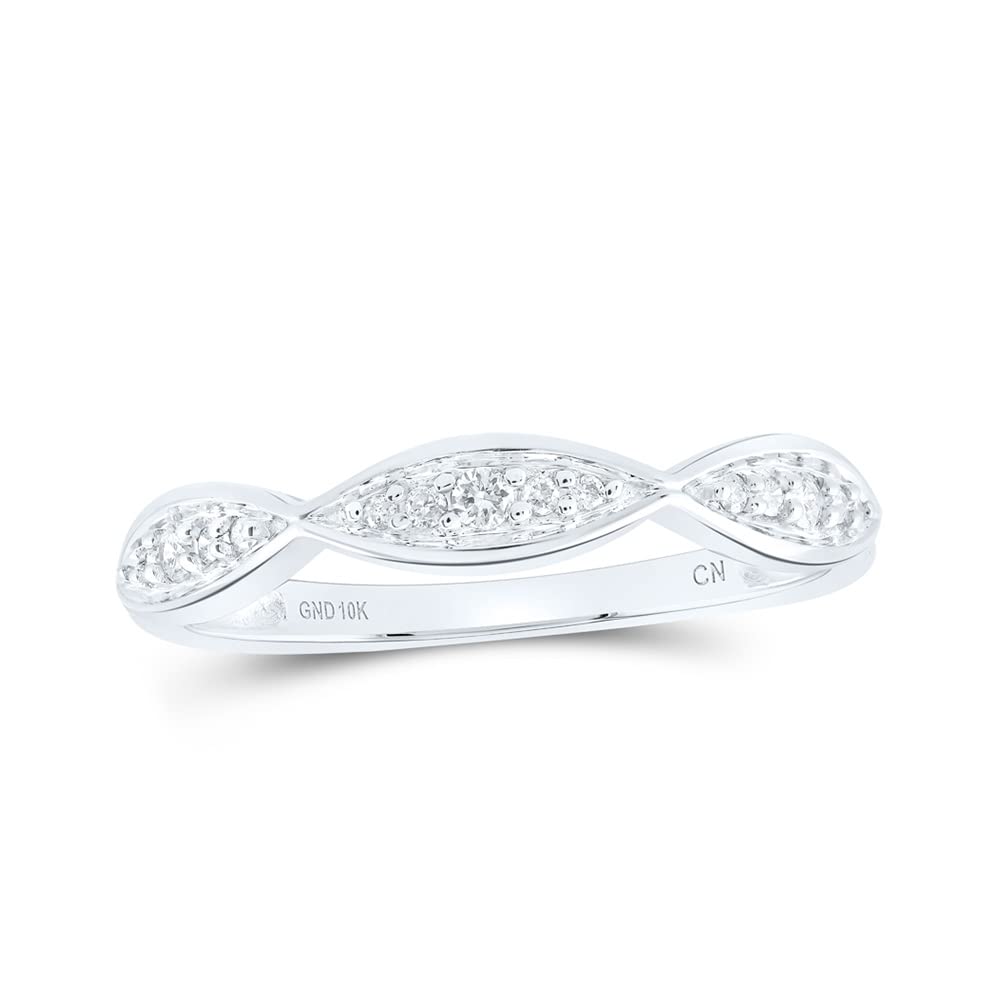 10K White Gold Women's Round Diamond Stackable Band Ring - 1/10 CTTW - Perfect for Stacking, Layering & Everyday Elegance
