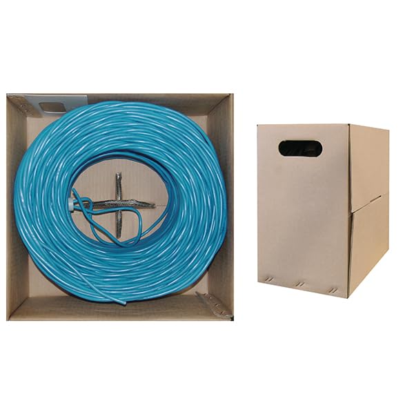 1000ft Cat6 Ethernet Cable Bulk - 24 AWG UTP Bare Copper, 350MHz, ETL Listed - Ideal for Home/Office Networking, Data Centers & Server Rooms (Blue, Pull Box Included)