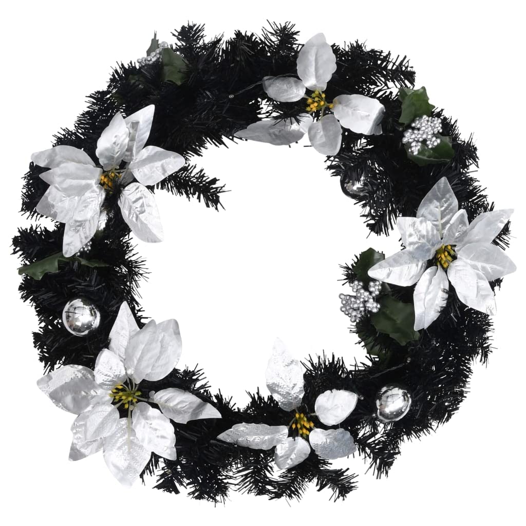 SKM Christmas Wreath with LED Lights Black 23.6