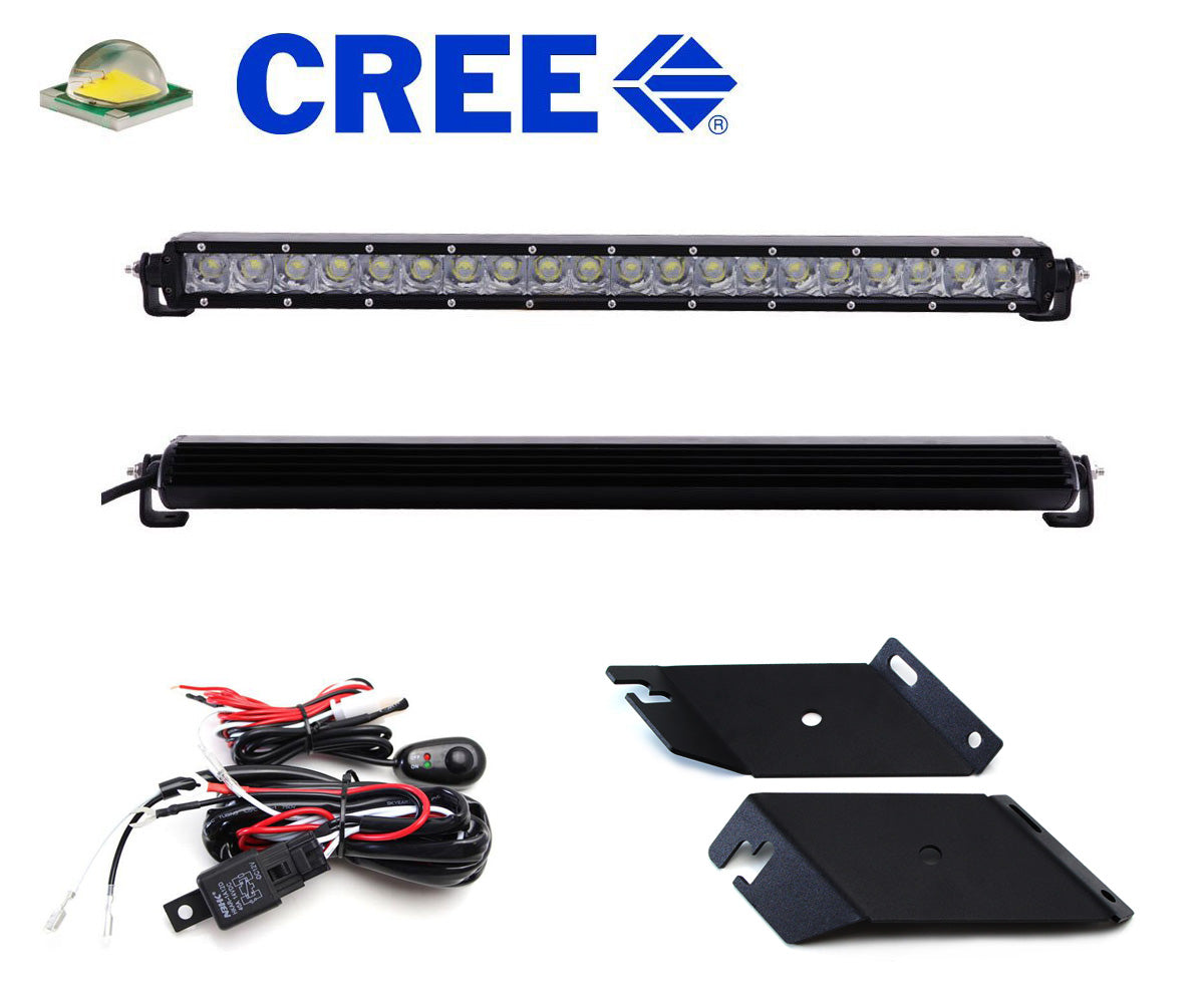 100W 21 LED Light Bar with Hood Mounting Bracket & Wiring Kit - Compatible with 2007-2017 Jeep Wrangler JK - Off-Road, Camping & Night Driving Lighting Upgrade