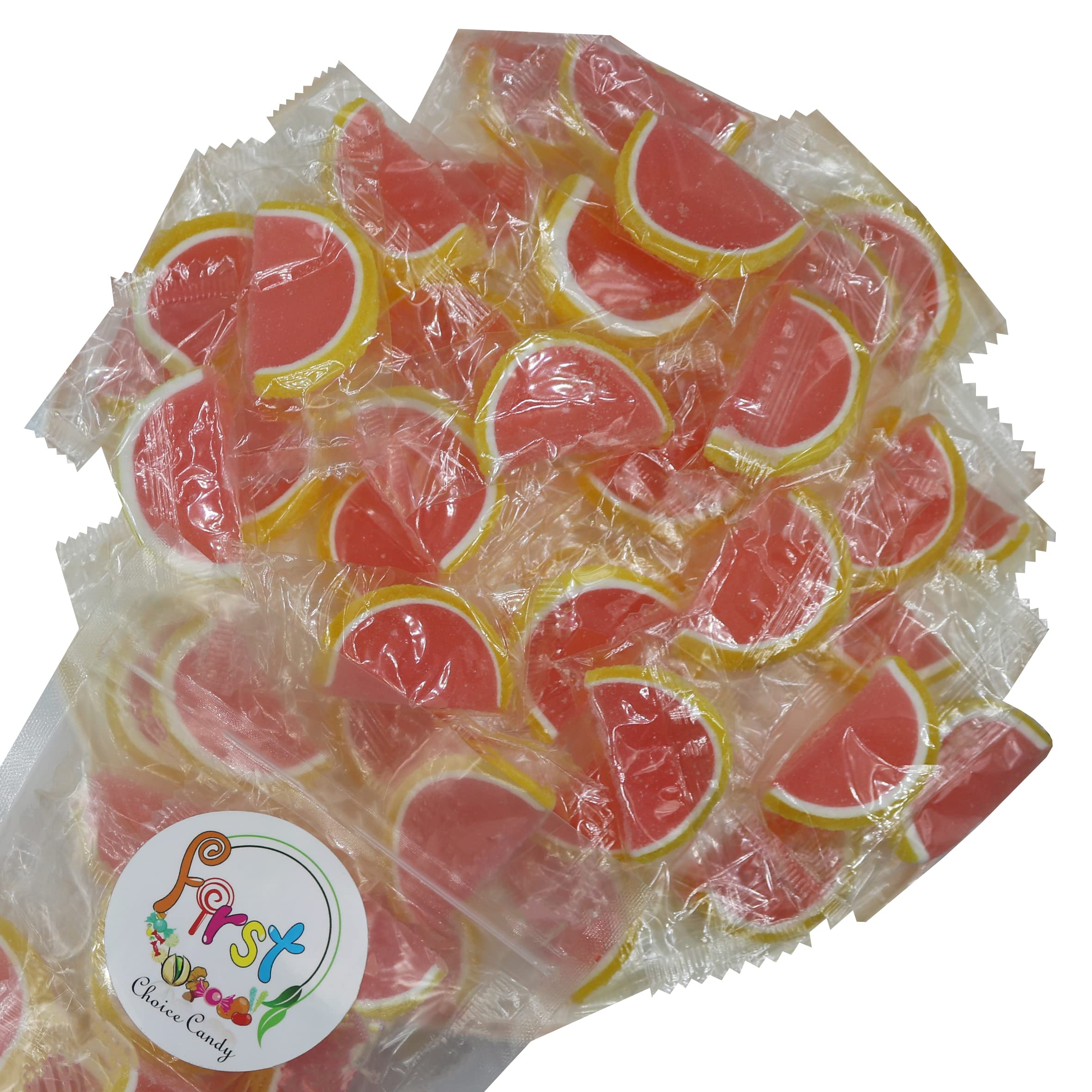 Pink Grapefruit Gummy Candy - 2lb Bulk Jelly Fruit Slices, Individually Wrapped for Freshness | Perfect for Party Favors, Office Snacks & Halloween Treats