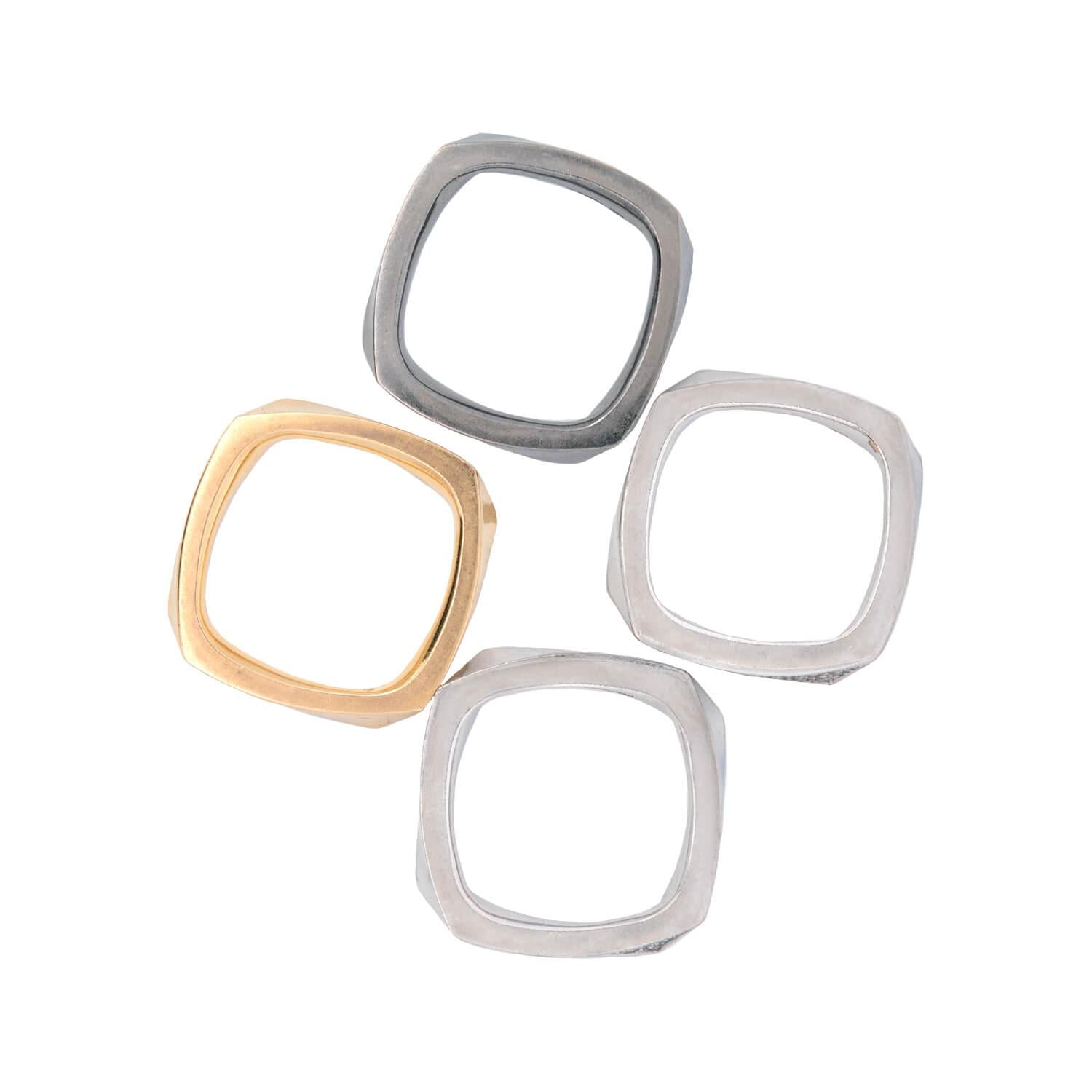 Tiffany & Co. Frank Gehry Estate Torque Square Ring Set - Sterling Silver Jewelry for Women, Luxury Gift for Anniversary & Special Occasions