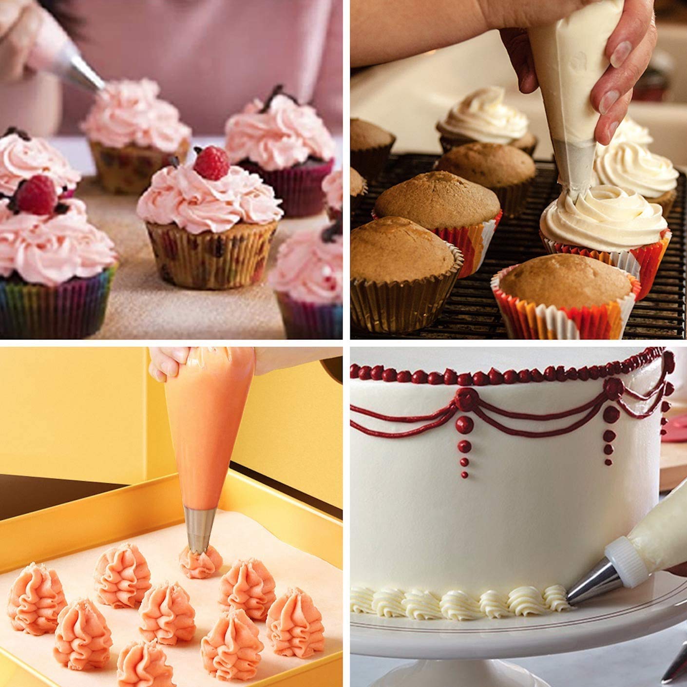 Disposable Piping Bags 14 Inch - 100 Pack Thickened Anti-Burst Pastry Bags for Cake Decorating, Cookie Frosting & Cream Icing | Non-Slip Design for Easy Baking & Dessert Making
