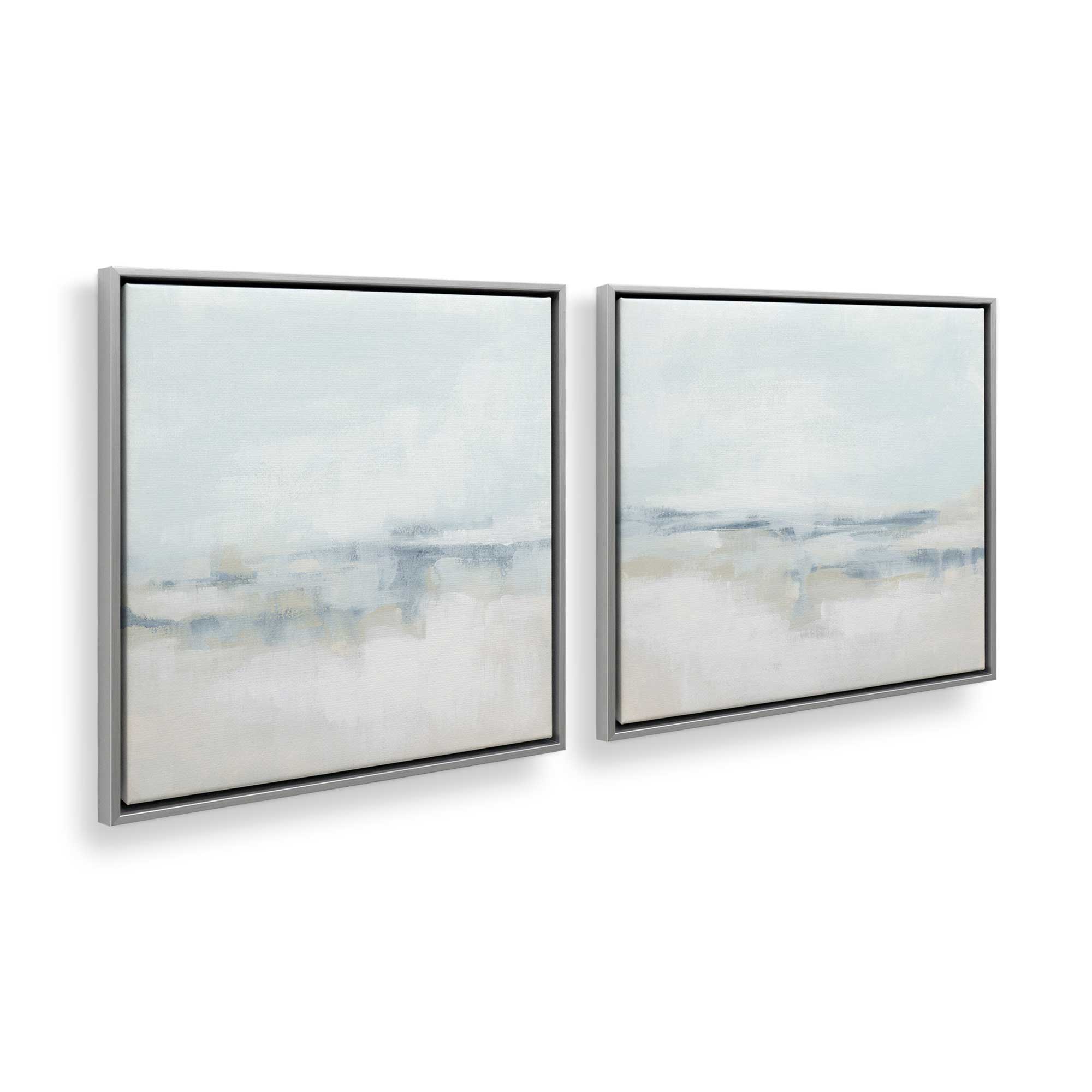 Cloudy Shoreline Hues - Set of 2 Premium Canvas Wall Art Prints for Coastal Home Decor | Perfect for Living Room, Bedroom & Beach House
