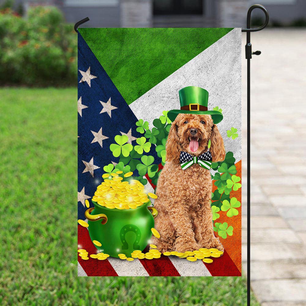 American Flag with Poodle Design - Happy St. Patrick's Day Outdoor Decorative Flag for Yard, Garden, and Home - Perfect for Patio, Front Porch, and Seasonal Celebrations