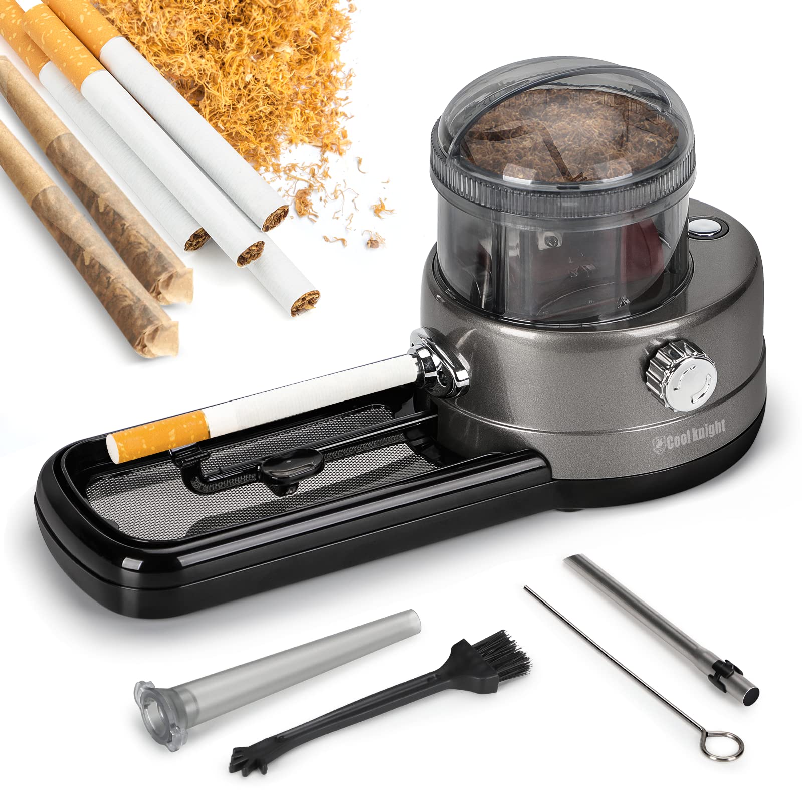 COOL KNIGHT Electric Cigarette Rolling Machine - Portable Automatic Tobacco Injector for Herb & Tobacco | Perfect for DIY Cigarettes with Tubes & Rolling Papers | Ideal for Home Use, Travel & Outdoor Activities