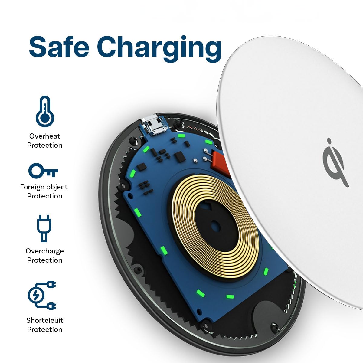 MMOBIEL 15W Qi Wireless Charger Pad - Fast Charging Stand for iPhone 15/14/13/12, Samsung Galaxy S23/S22/S21, AirPods & Galaxy Buds - White - Perfect for Office, Bedside & Car Use