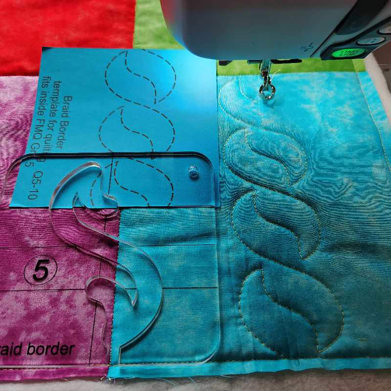 HONEYSEW Free Motion Quilting Template Series 5 - Braid Border Stencil for Domestic Sewing Machines with Quilting Frame | Perfect for Quilting, Embroidery & DIY Craft Projects