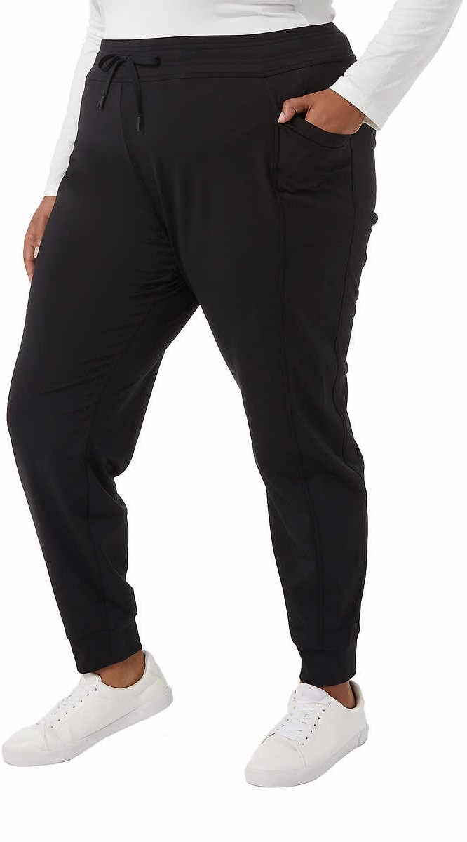 32 Degrees Heat Women's Midweight Tech Commuter Jogger Pants - Soft Thermal Fleece Lined, Moisture Wicking & Stretchable for Winter Running, Yoga, Travel & Lounge Wear