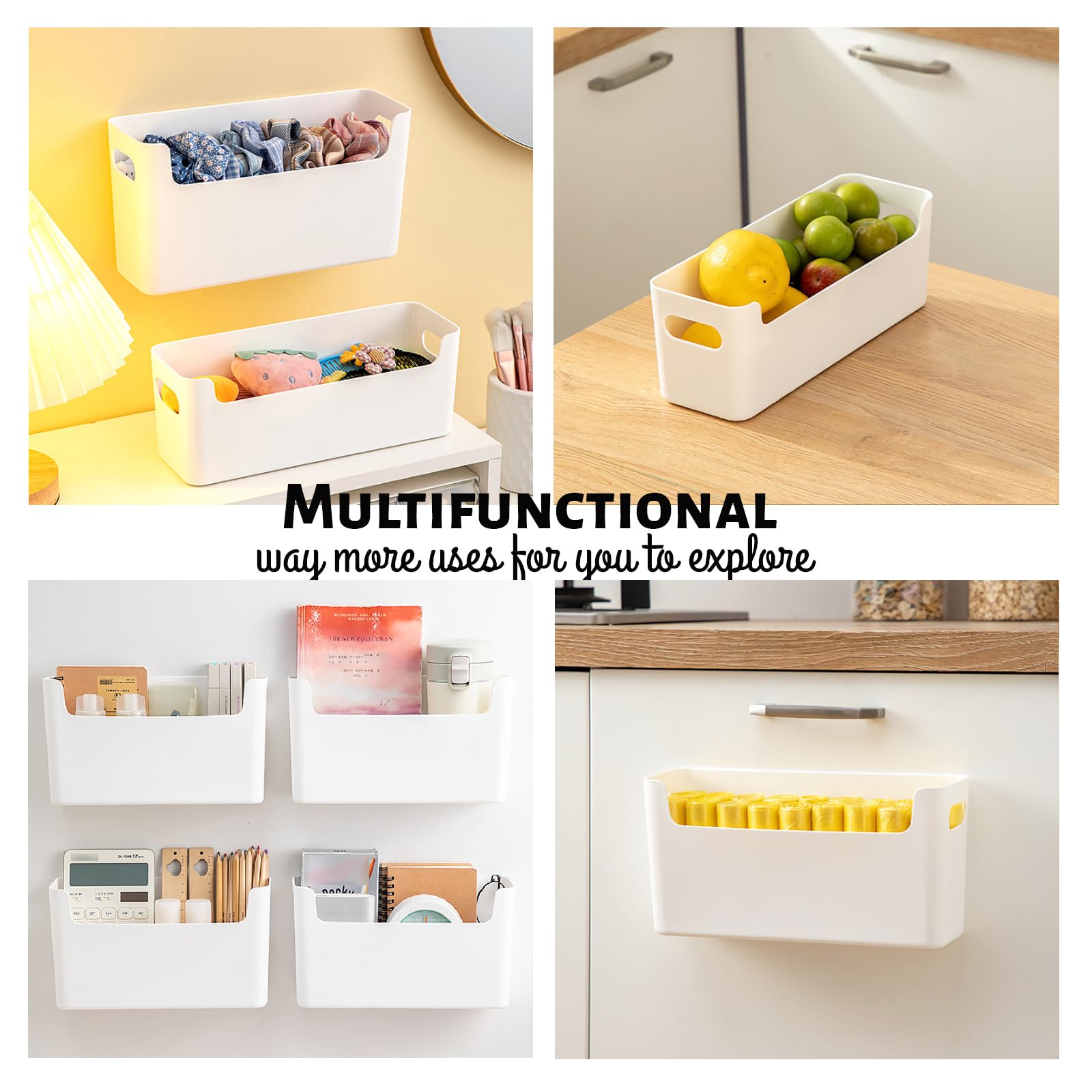 MaraFansie 2-Pack Over Cabinet Organizer - No Drill Adhesive Lid Storage Caddy, Space Saving Door Organizer for Kitchen & Bathroom (White) - Perfect for Spice Racks, Cleaning Supplies & Toiletries Storage