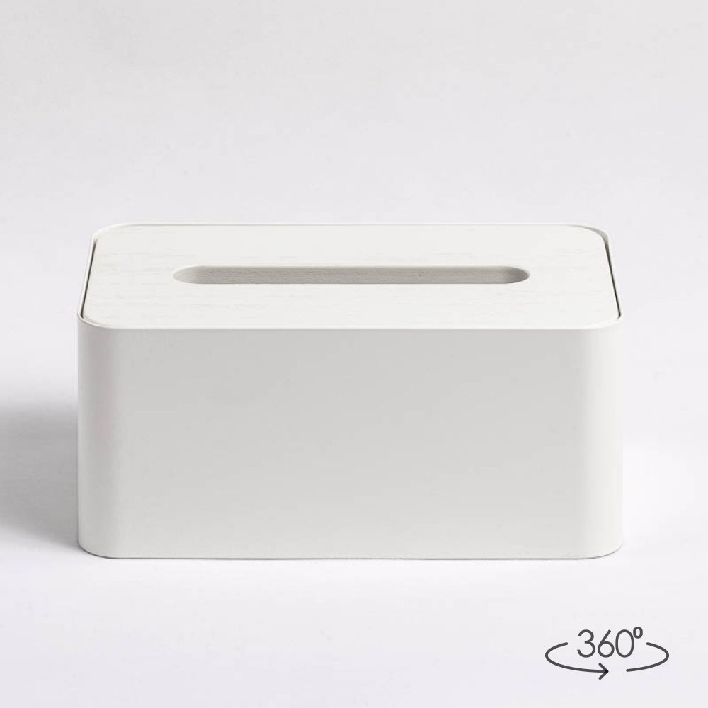 DESIGNSTUFF White Tissue Box Holder - Elegant Home Decor for Living Room, Bedroom & Office