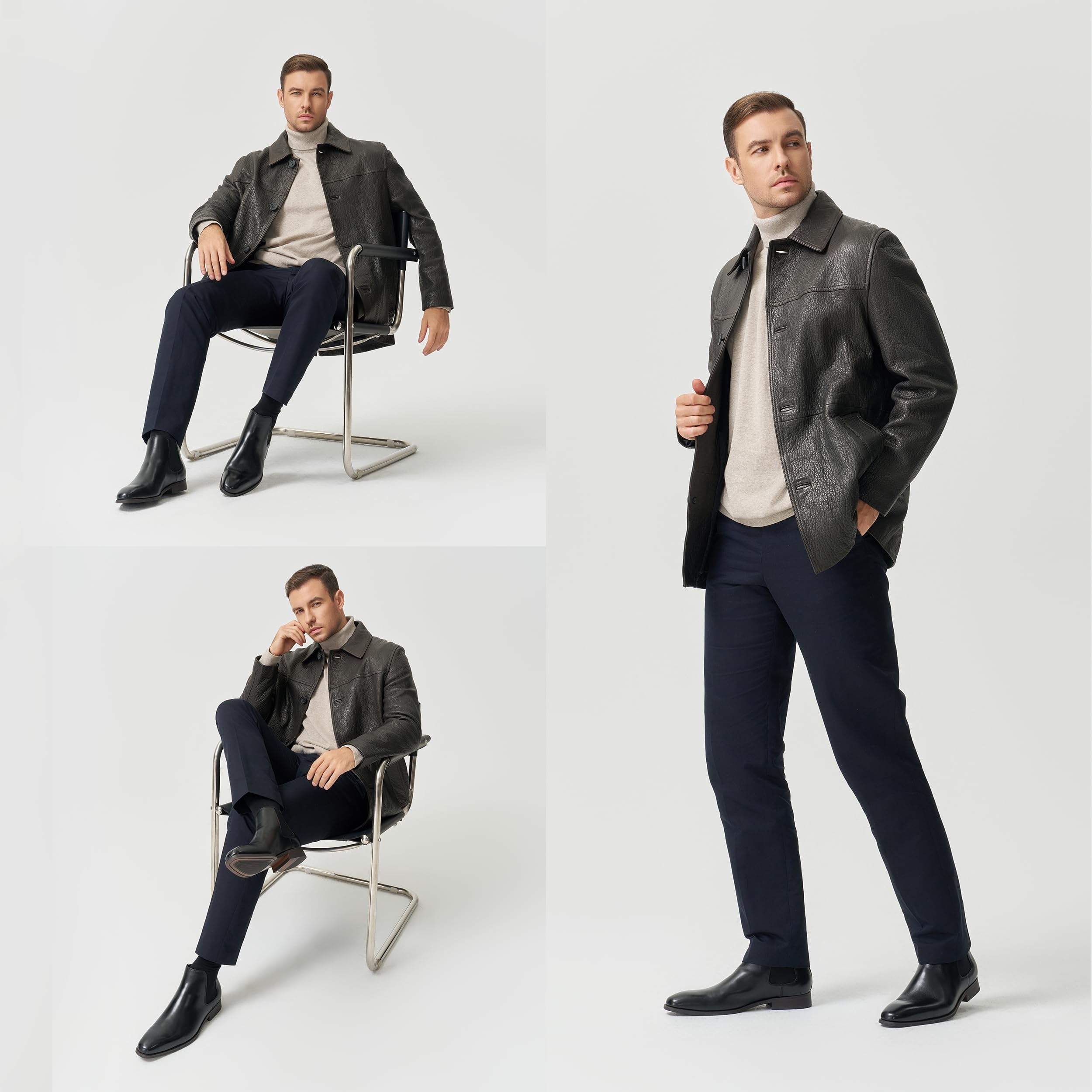 Premium Men's Chelsea Boots - Polished Leather Dress Boots | Stylish Classic Retro Slip-On Boots for Men | Perfect for Office, Casual & Formal Occasions