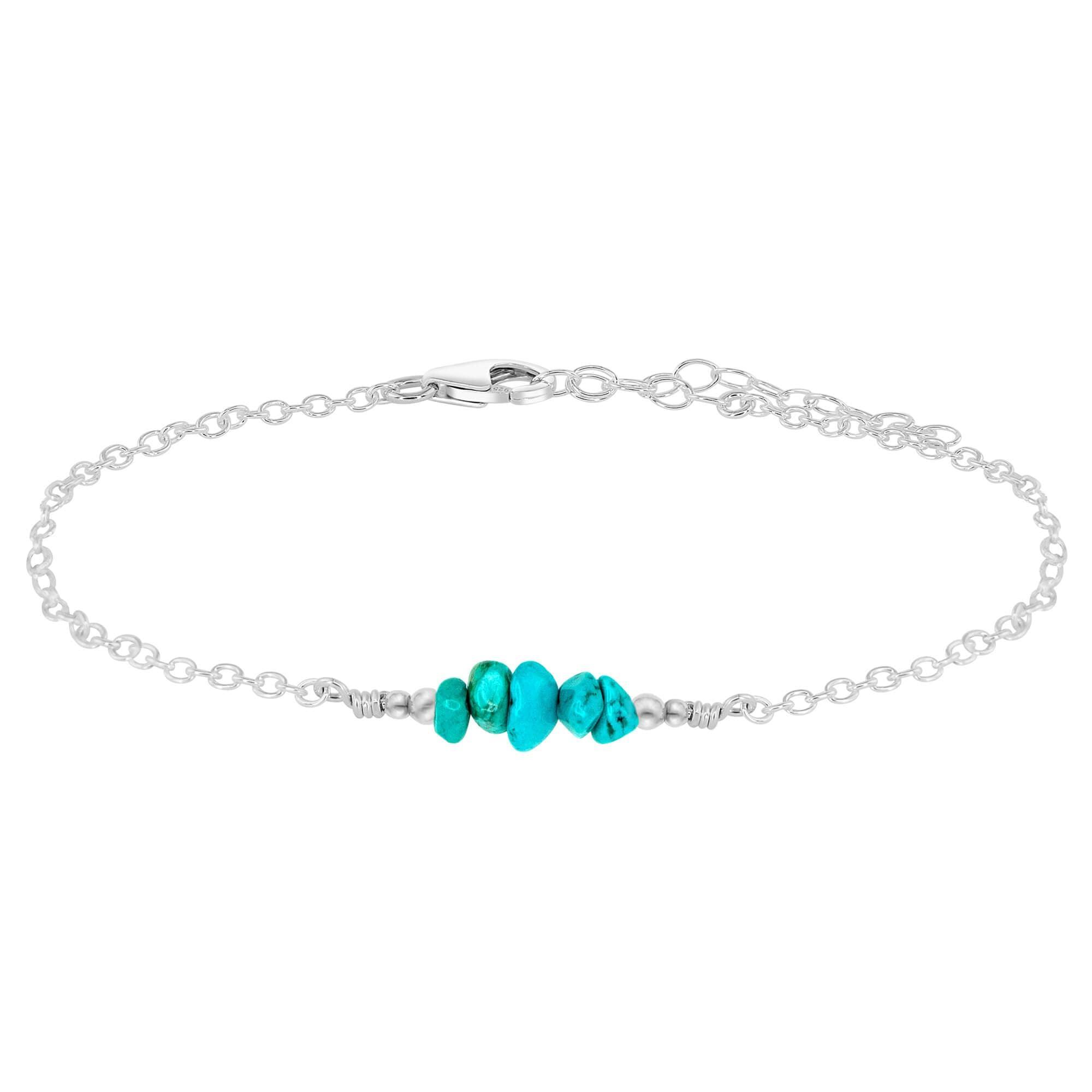 Turquoise Chip Bead Bar Anklet - Handmade Boho Ankle Bracelet for Women, Adjustable Summer Beach Jewelry | Perfect for Vacations, Music Festivals & Boho Fashion