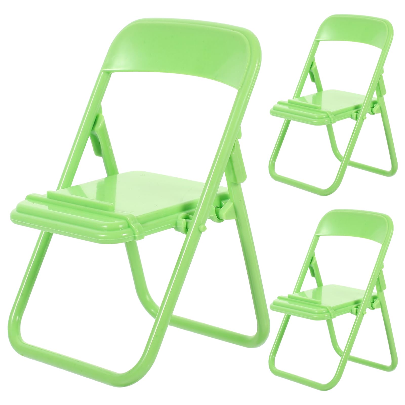 Toyvian 3Pcs Miniature Folding Chairs - 1:12 Scale Dollhouse Furniture, Phone Holder & Action Figure Accessories for Desktop Decor | Perfect for Dollhouse Scenes, Photography Props & Collectible Displays