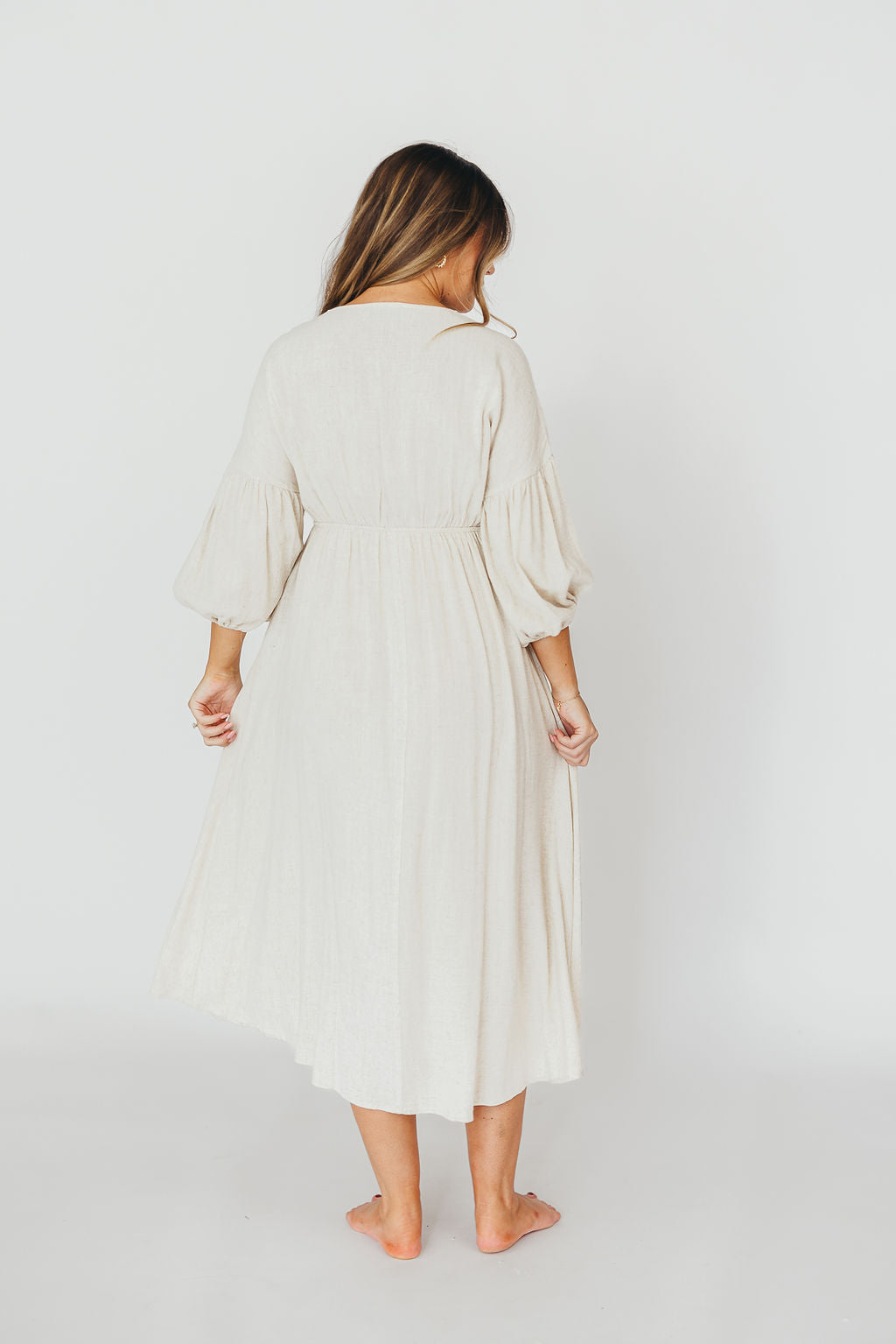 Hunter 100% Cotton Gauze Midi Dress in Soy - Bump Friendly Maternity Dress for Pregnancy, Nursing & Postpartum - Perfect for Summer, Beach & Casual Wear
