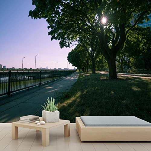 3D PVC Peel and Stick Wallpaper - City Park Design Self-Adhesive Wall Mural for Bedroom & Study Room Decor, 78
