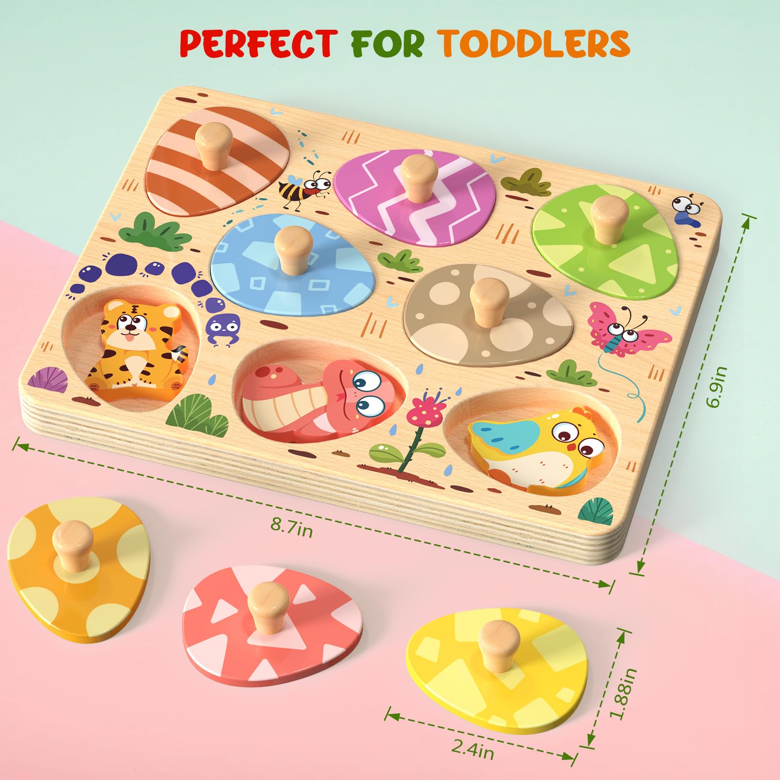 Wooden Animal Matching Egg Puzzle - 8 Piece Montessori Toddler Learning Toy for Boys & Girls | Educational Preschool Activity, Easter & Birthday Gift for Kids | Perfect for Early Childhood Development & Sensory Play