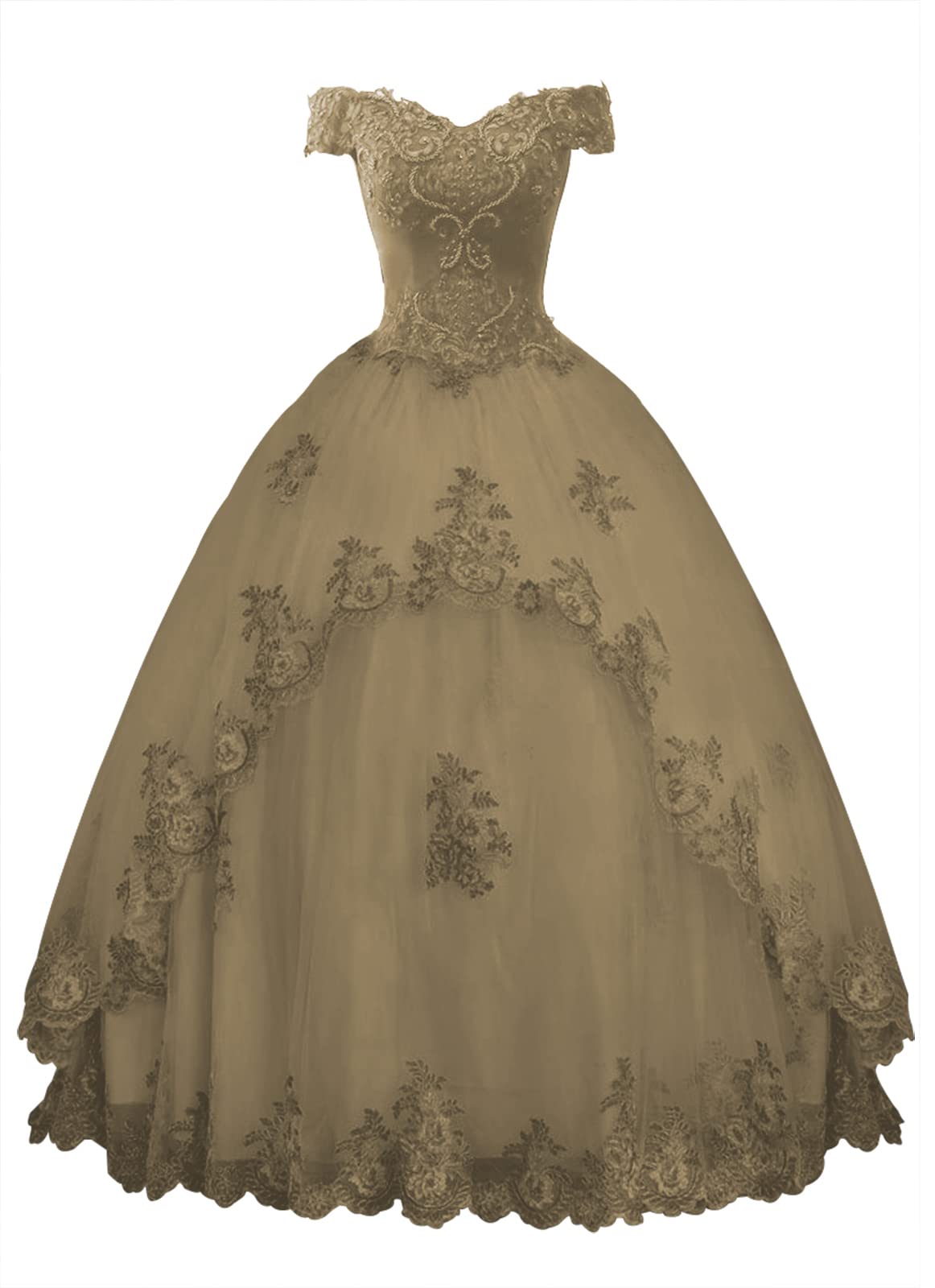 Elegant Off-the-Shoulder Lace Prom Dress Ball Gown - Long Formal Evening Gown for Quinceanera, Homecoming, Wedding & Special Occasions