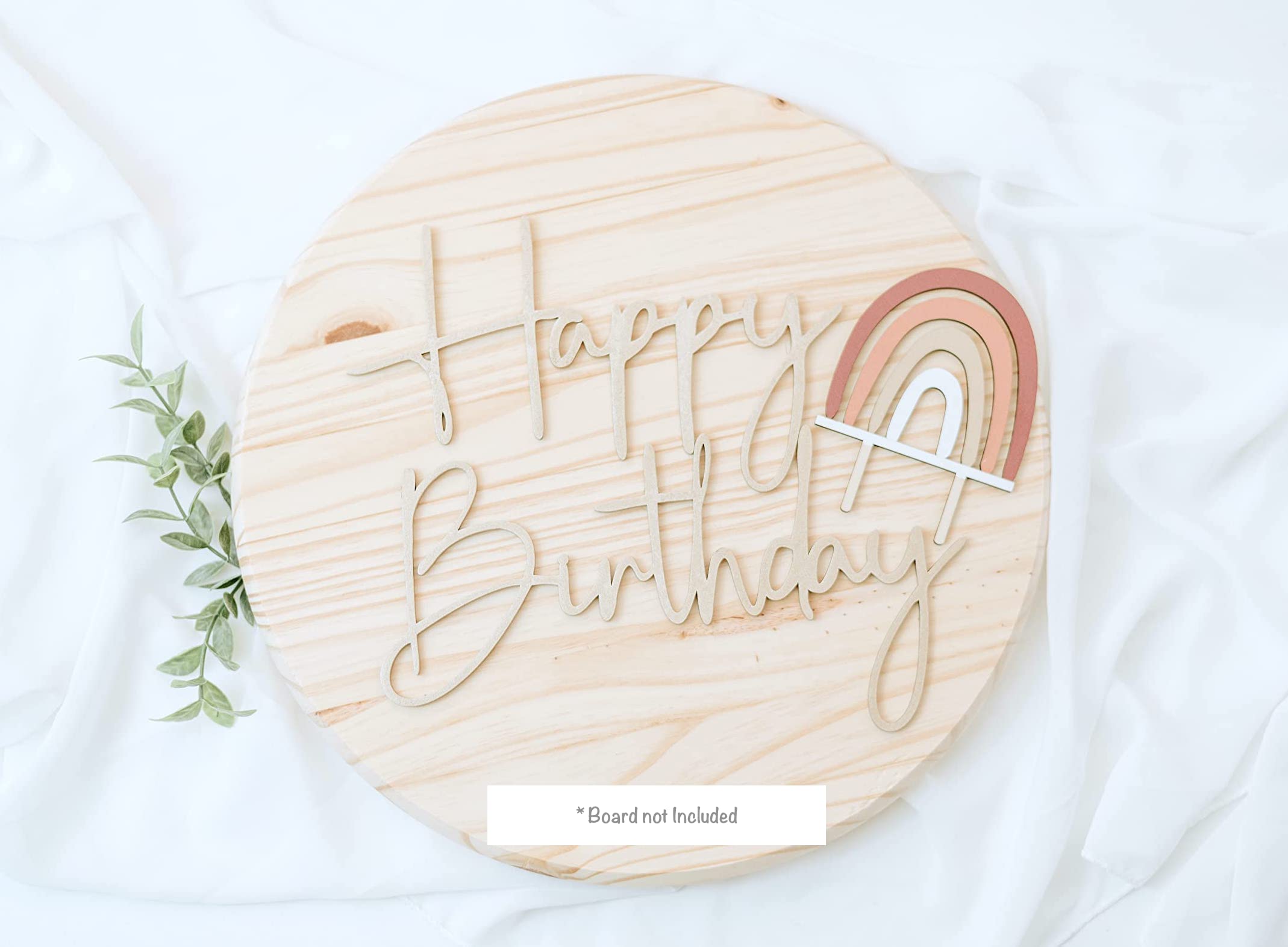 Wooden Boho Rainbow Cake Topper & Happy Birthday Sign - Gender Neutral Baby Shower & Birthday Party Decor for Boys & Girls | Bohemian Rainbow Themed Celebration Cake Decorations | Perfect for Birthday Cakes, Baby Showers & Boho Party Decor