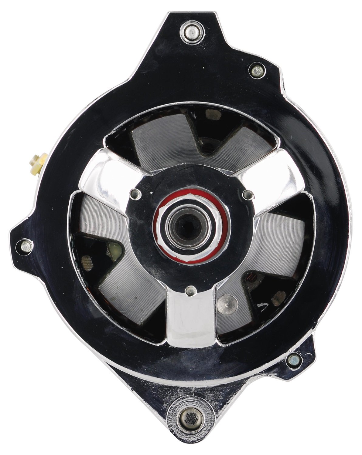 CS130 155A Chrome Alternator with Side BAT Post, No Fan & Pulley, 1-Wire or OE Hookup - Compatible with GM, Chevy, Ford, Dodge - Perfect for Automotive Repair & Performance Upgrades