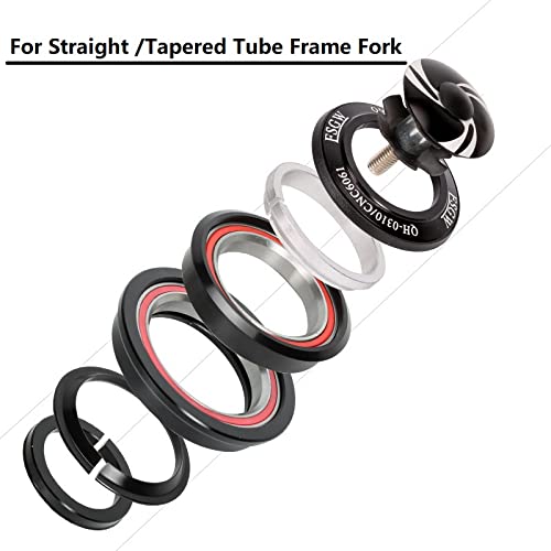 MAXXLITE 44-55mm 56MM 1-1/8 Threadless Double Sealed Lightweight MTB Headset Bearings - Compatible with Mountain Bike & Road Bicycle Straight/Tapered Tube Frame Forks - Perfect for Trail Riding, Commuting & Bike Upgrades