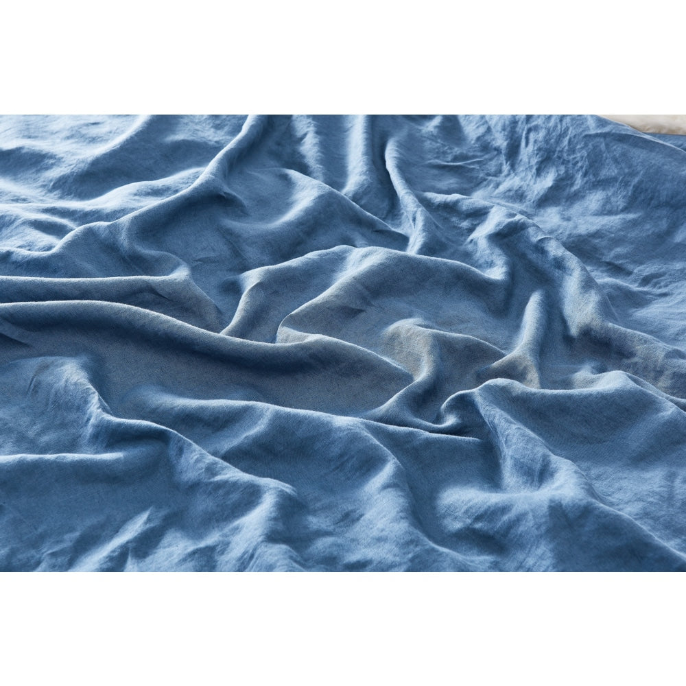 Premium 100% French Linen Duvet Cover Set - Berling Sea Blue, Queen Size Bedding | Soft & Breathable for All Seasons - Perfect for Master Bedroom, Guest Room & Luxury Hotels