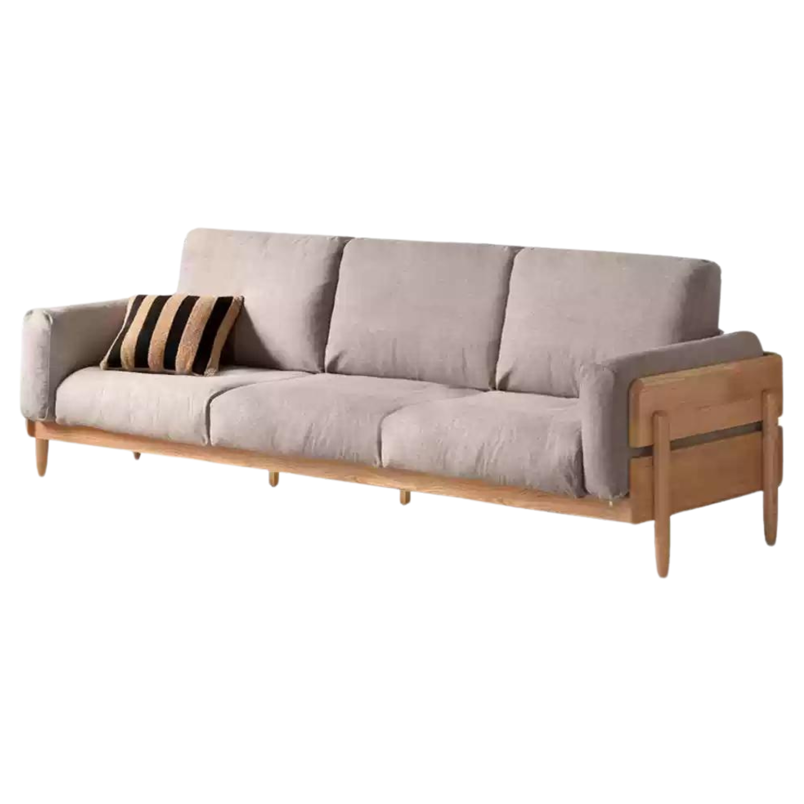 Solid Oak Wood Sofa - Modern High Back Design for Living Room, Lounge & Office - Durable & Stylish Furniture for Home Decor