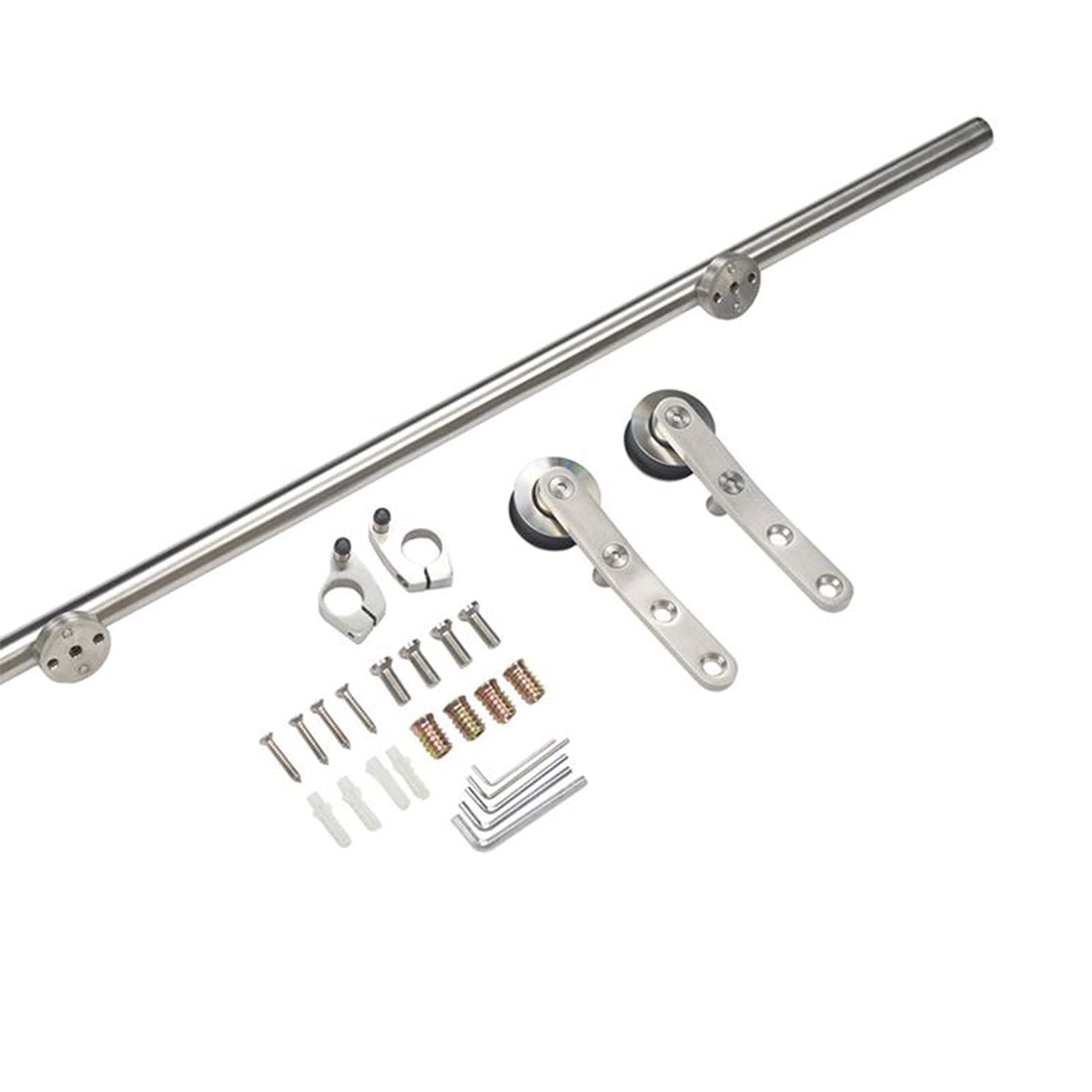Stainless Steel Rolling Library Ladder Hardware Kit - Smooth Sliding Round Track/Rail System, No Ladder Needed | Perfect for Home Libraries, Bookstores & Office Shelving