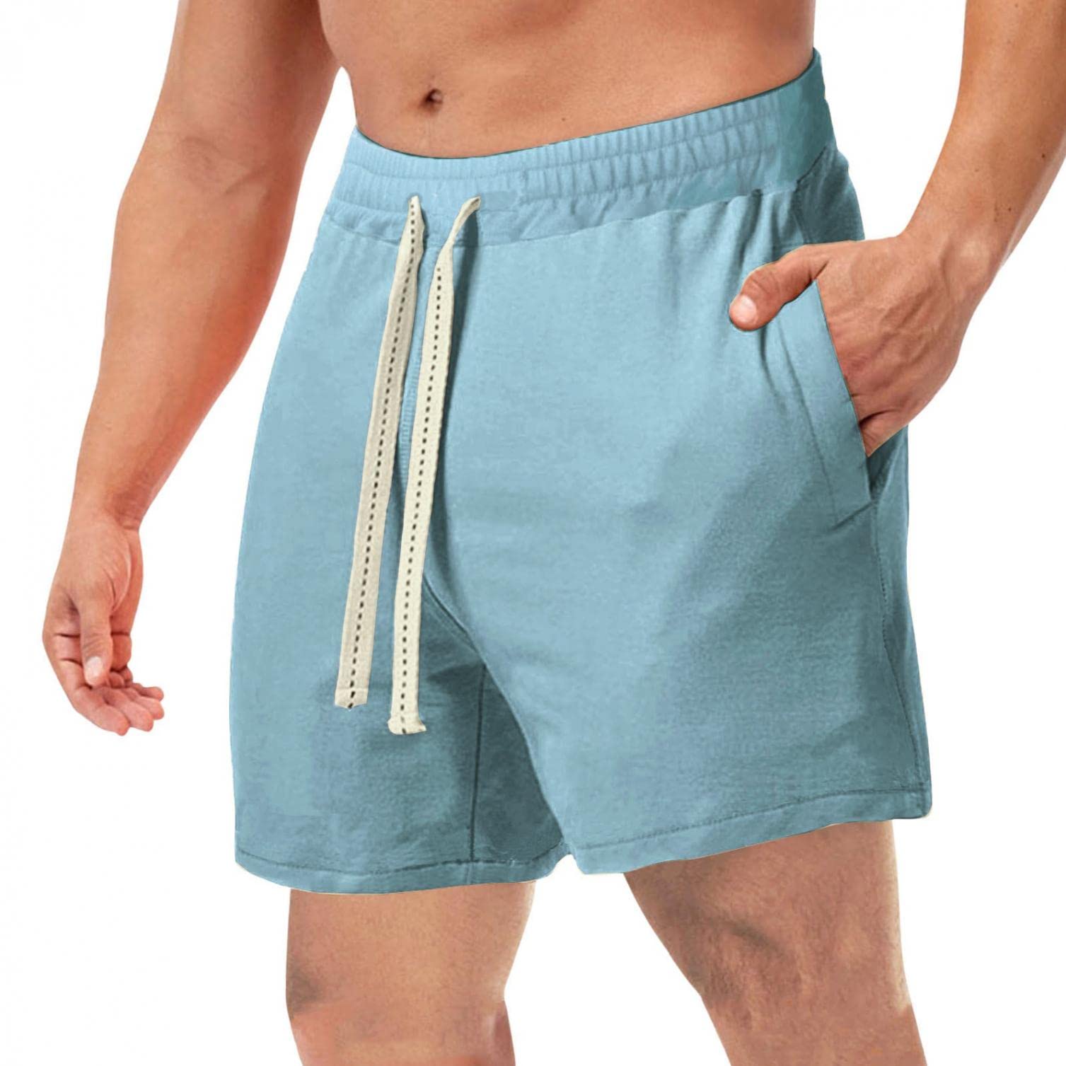 Men's Athletic Shorts - Comfortable Cotton Workout & Running Shorts with Elastic Waist & Pockets - Perfect for Gym, Jogging, Casual Wear & Outdoor Activities